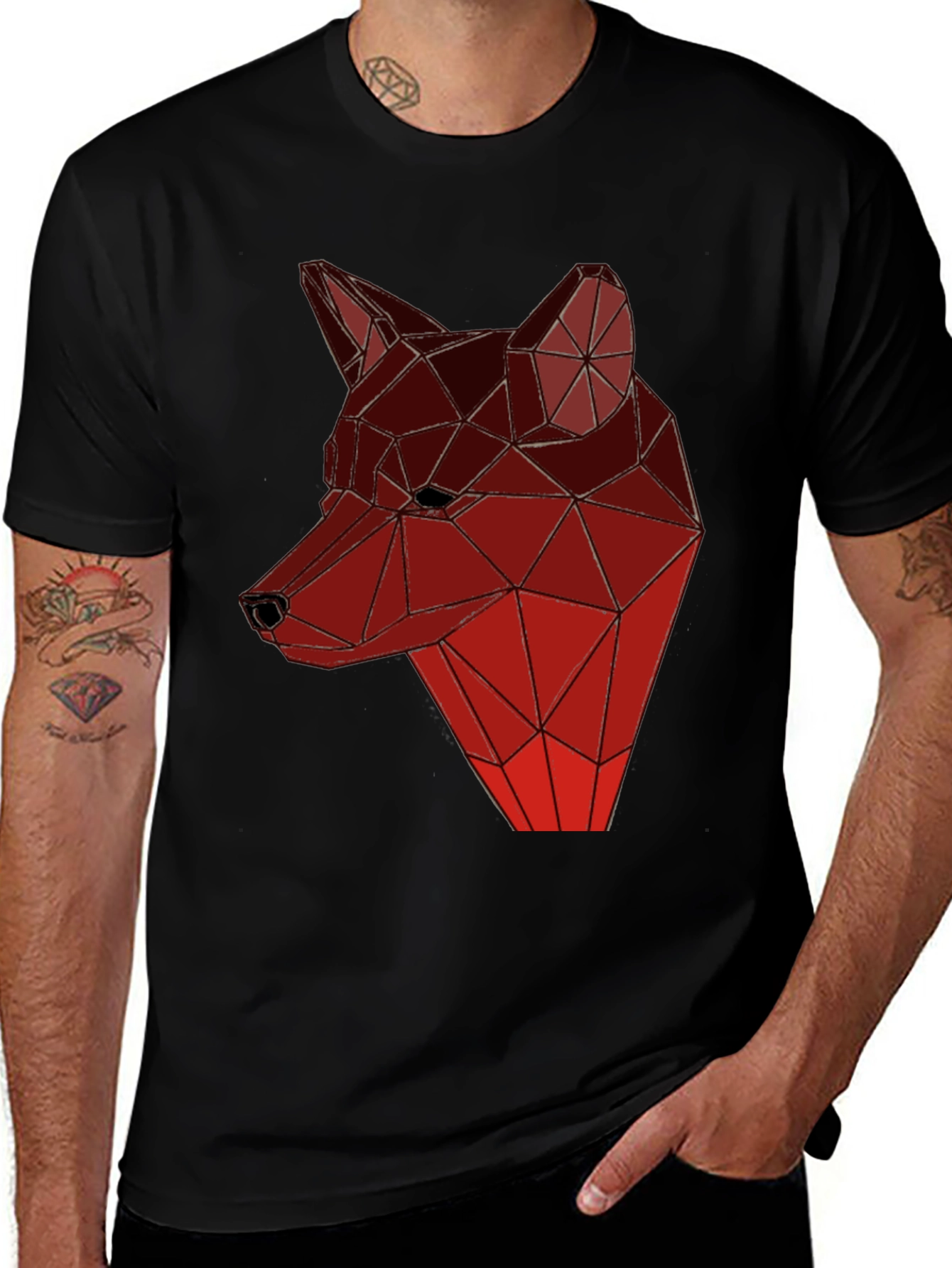 Geometric Fox Head Tee - Modern Polygon Design