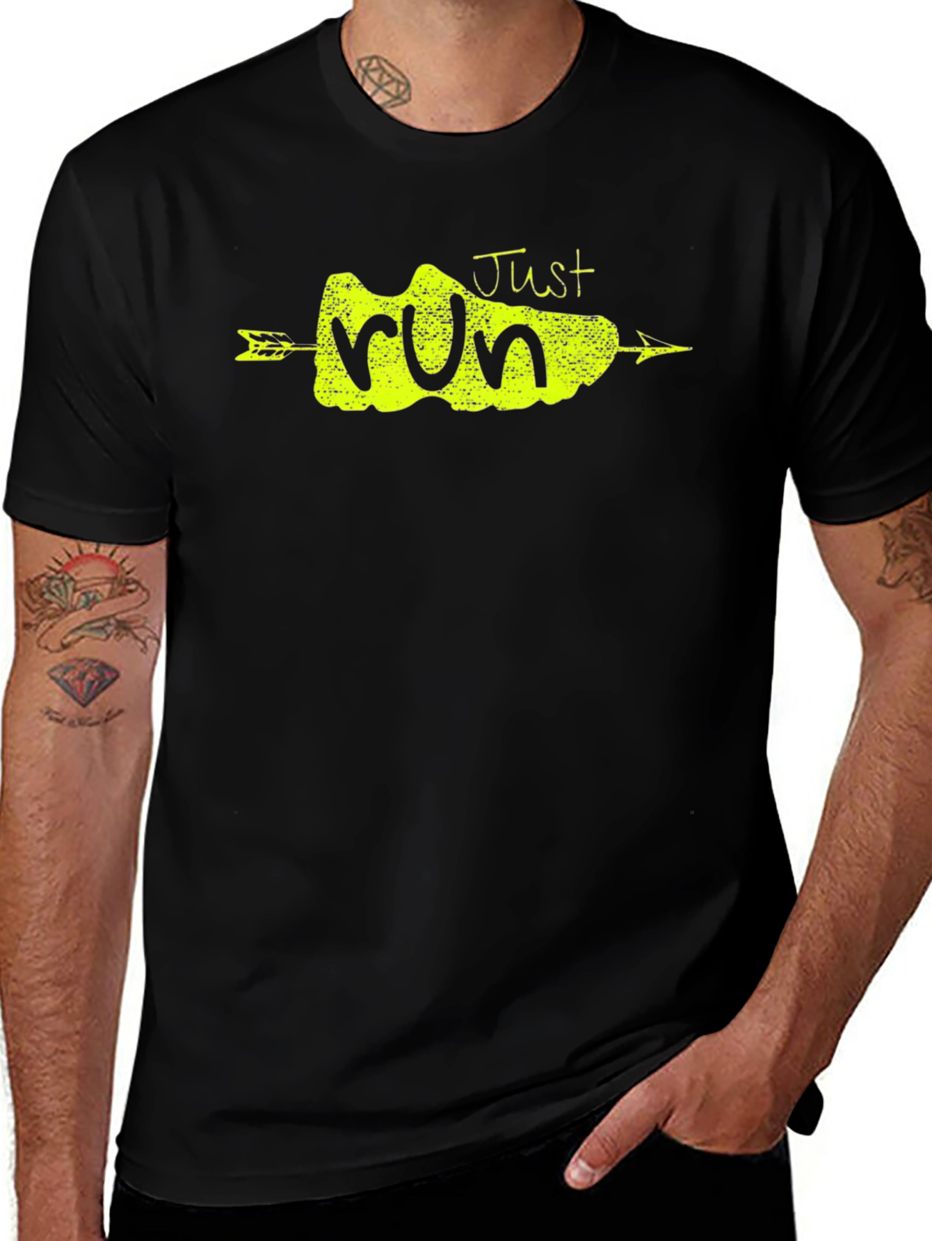 Just Run T-Shirt - Black Graphic Tee