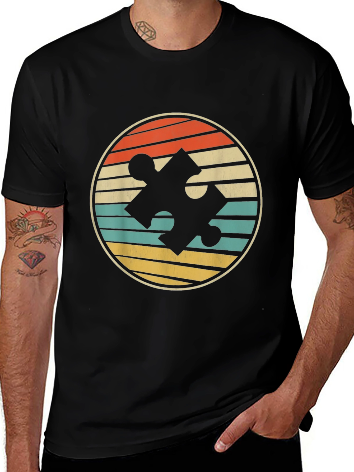 Variant 28 of Autism Awareness T-Shirt Retro Puzzle Piece Design
