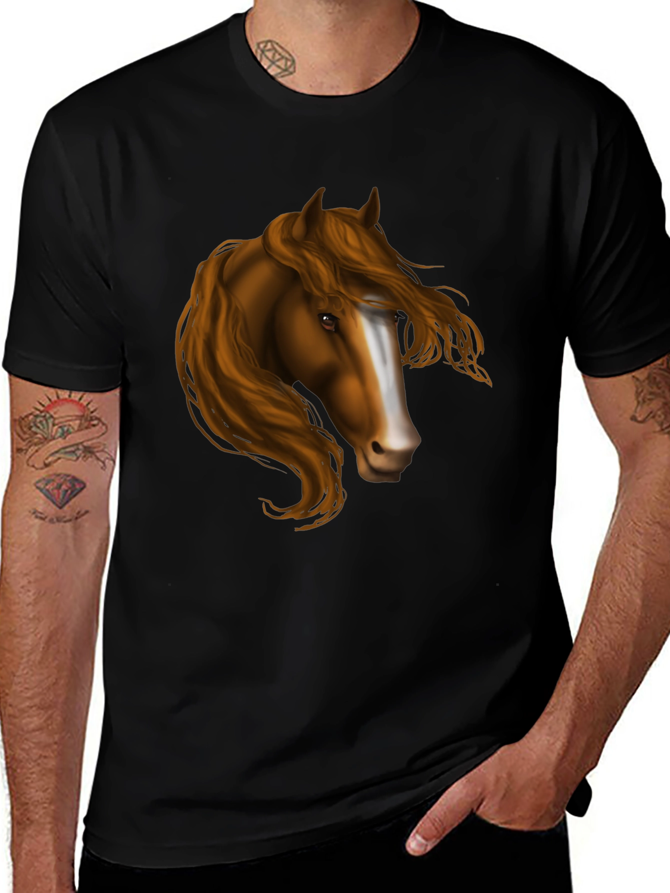 Variant 7 of Horse Portrait Graphic T-Shirt - Equestrian Style