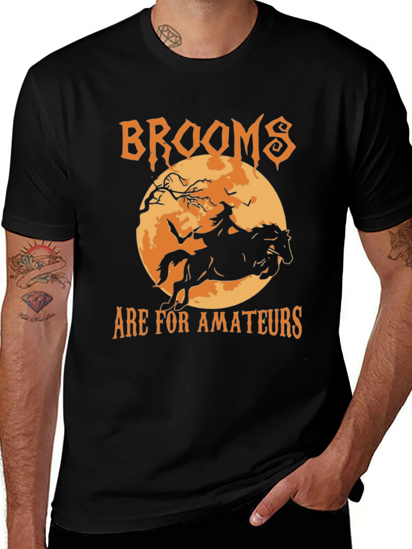 Halloween Witch Horse T-Shirt: Brooms Are For Amateurs