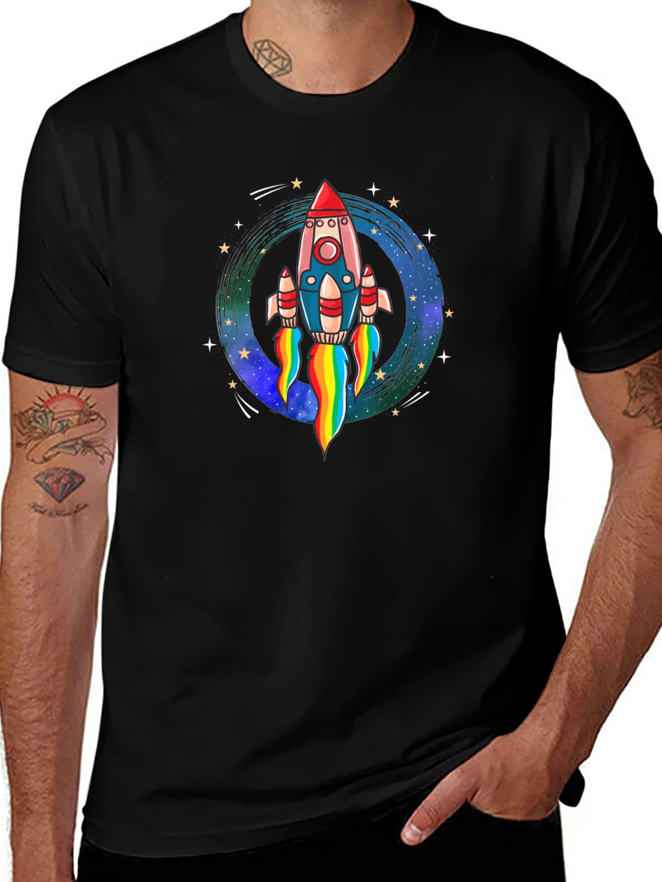 Variant 29 of Rocket Launch Graphic Tee - Black Cotton Comfort