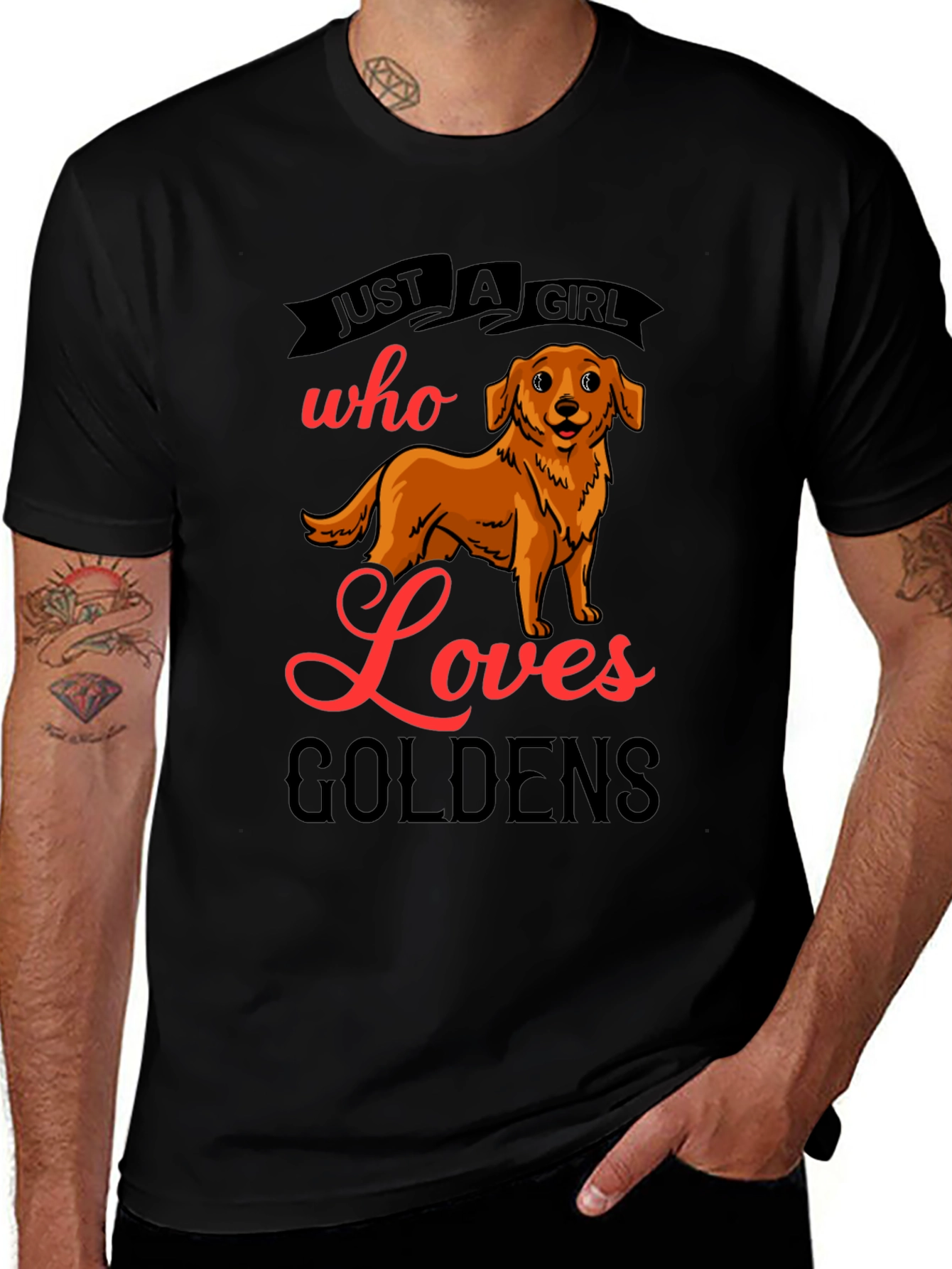 Variant 27 of Golden Retriever Lover T-Shirt - "Just a Girl Who Loves Goldens"
