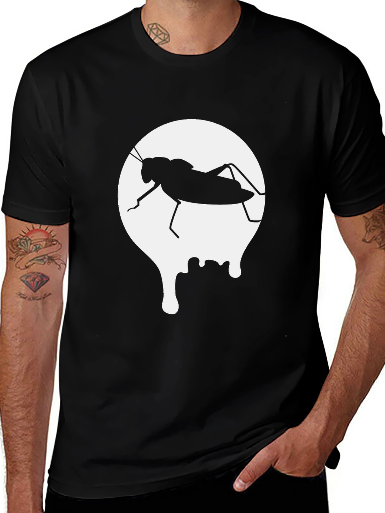 Black Grasshopper Drip Black Tee - Unique Graphic Design main image