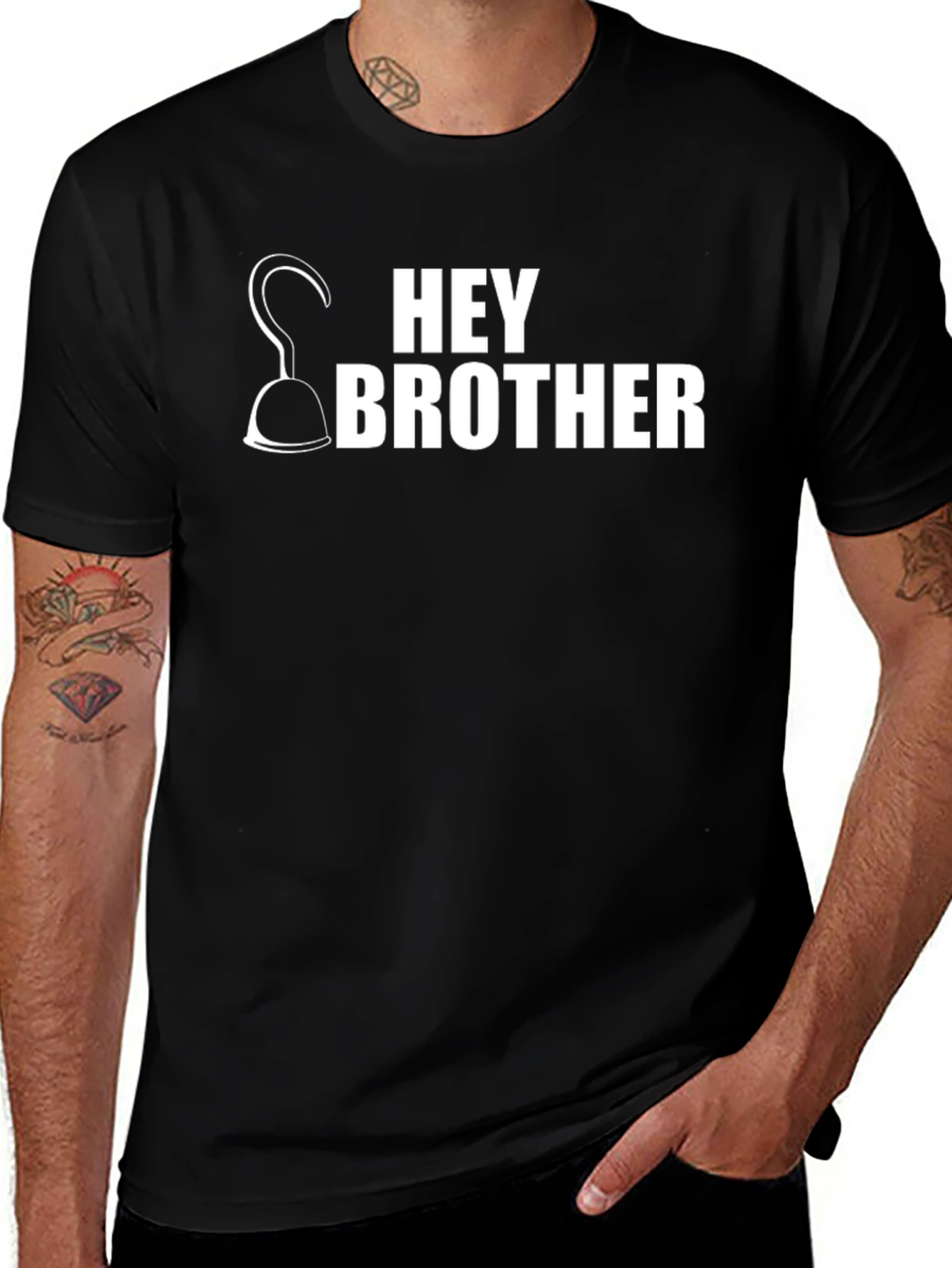 Variant 6 of Hey Brother Hook Graphic Tee - Black Cotton T-Shirt