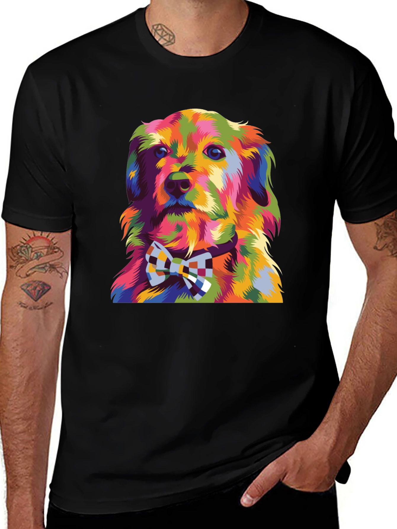 Variant 20 of Colorful Dog T-Shirt - Bow Tie Detail