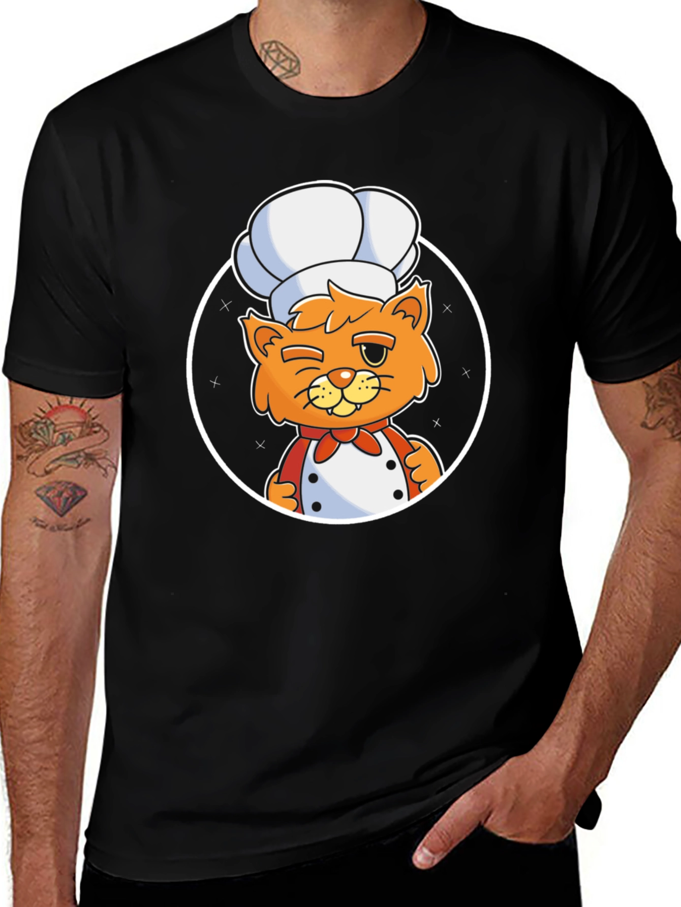 Variant 21 of Chef Cat Graphic Tee - Black Cotton T-Shirt