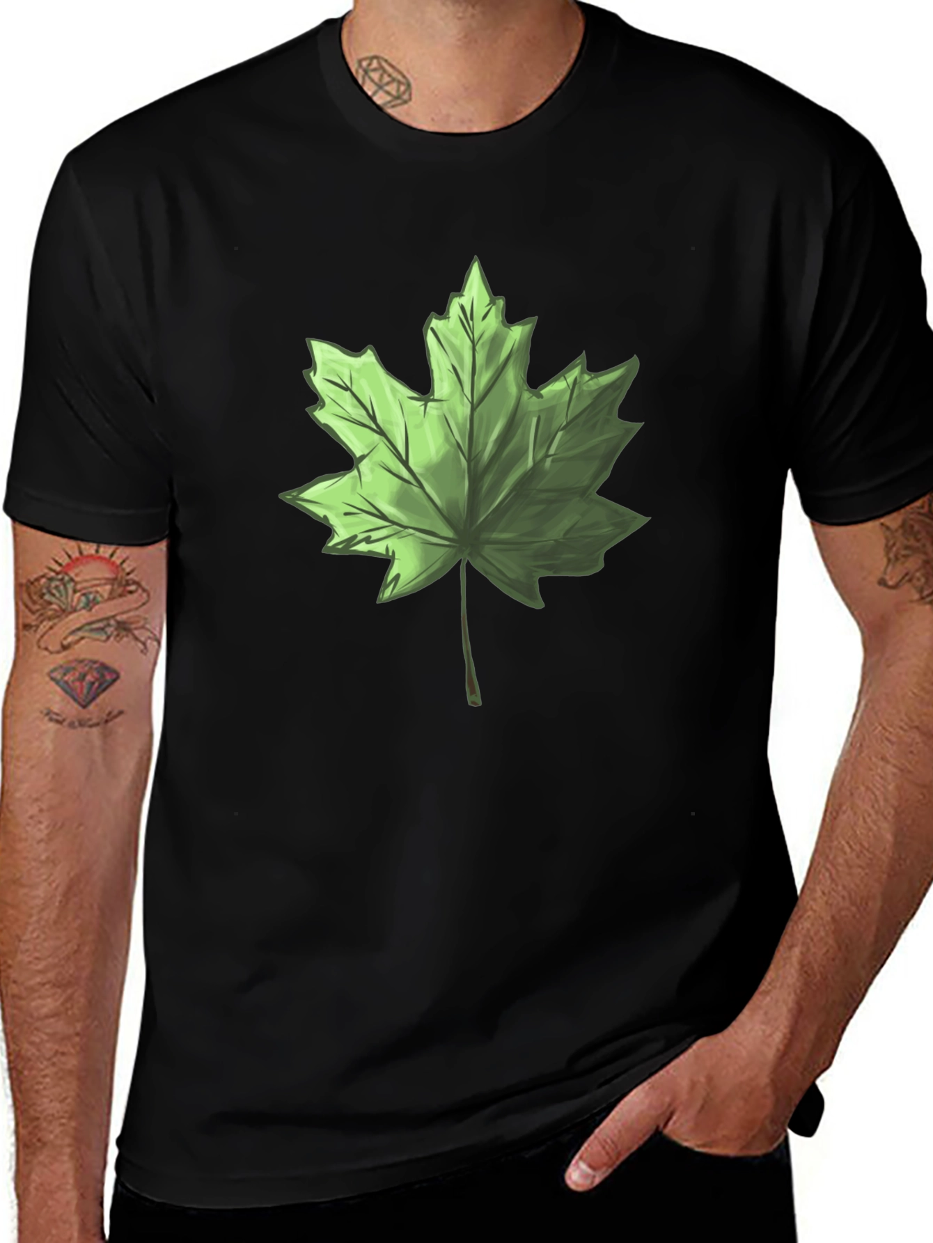 Variant 10 of Maple Leaf Graphic Tee - Stylish Black Cotton T-Shirt