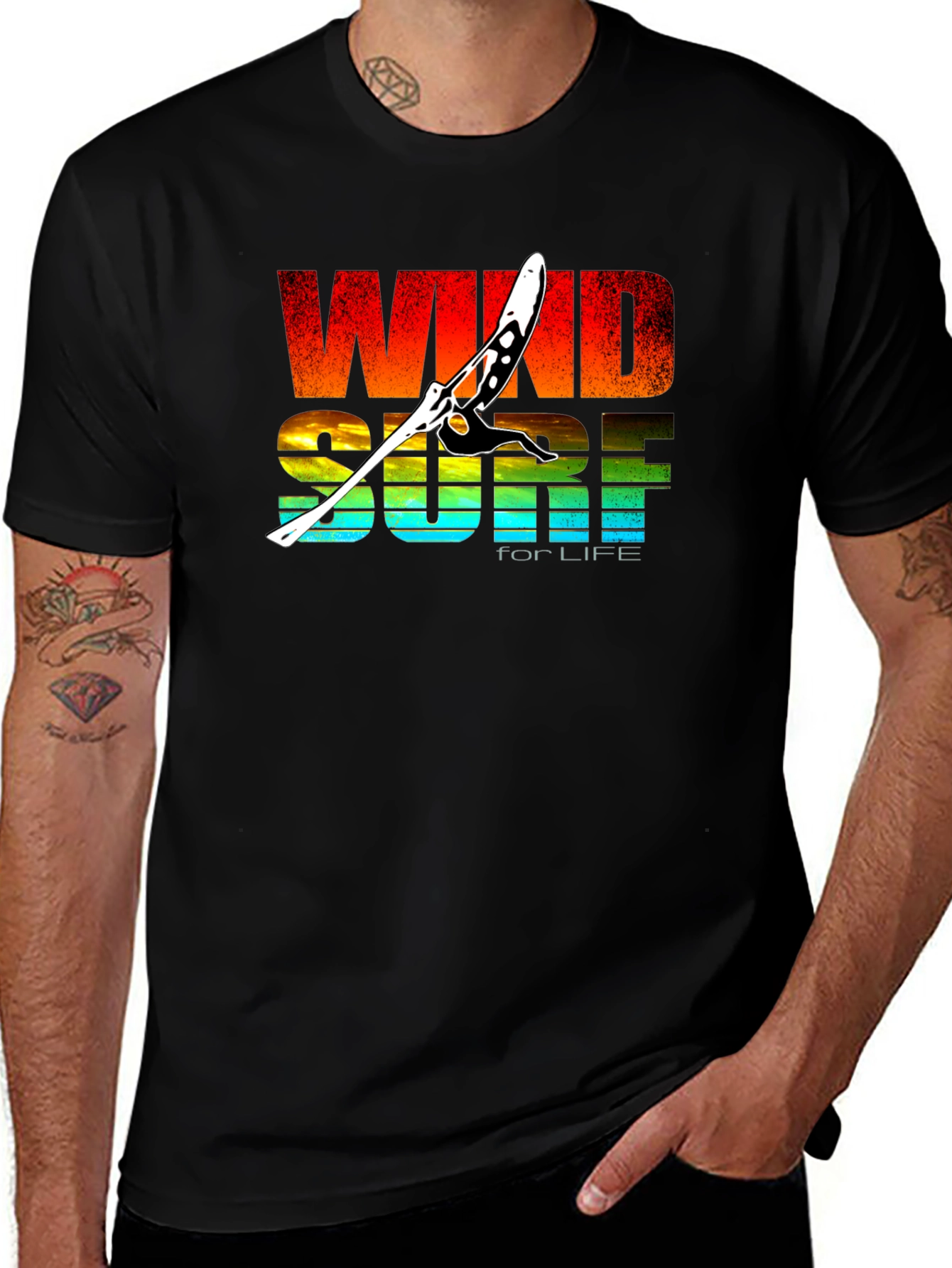 Variant 24 of Windsurf for Life Black Graphic T-Shirt
