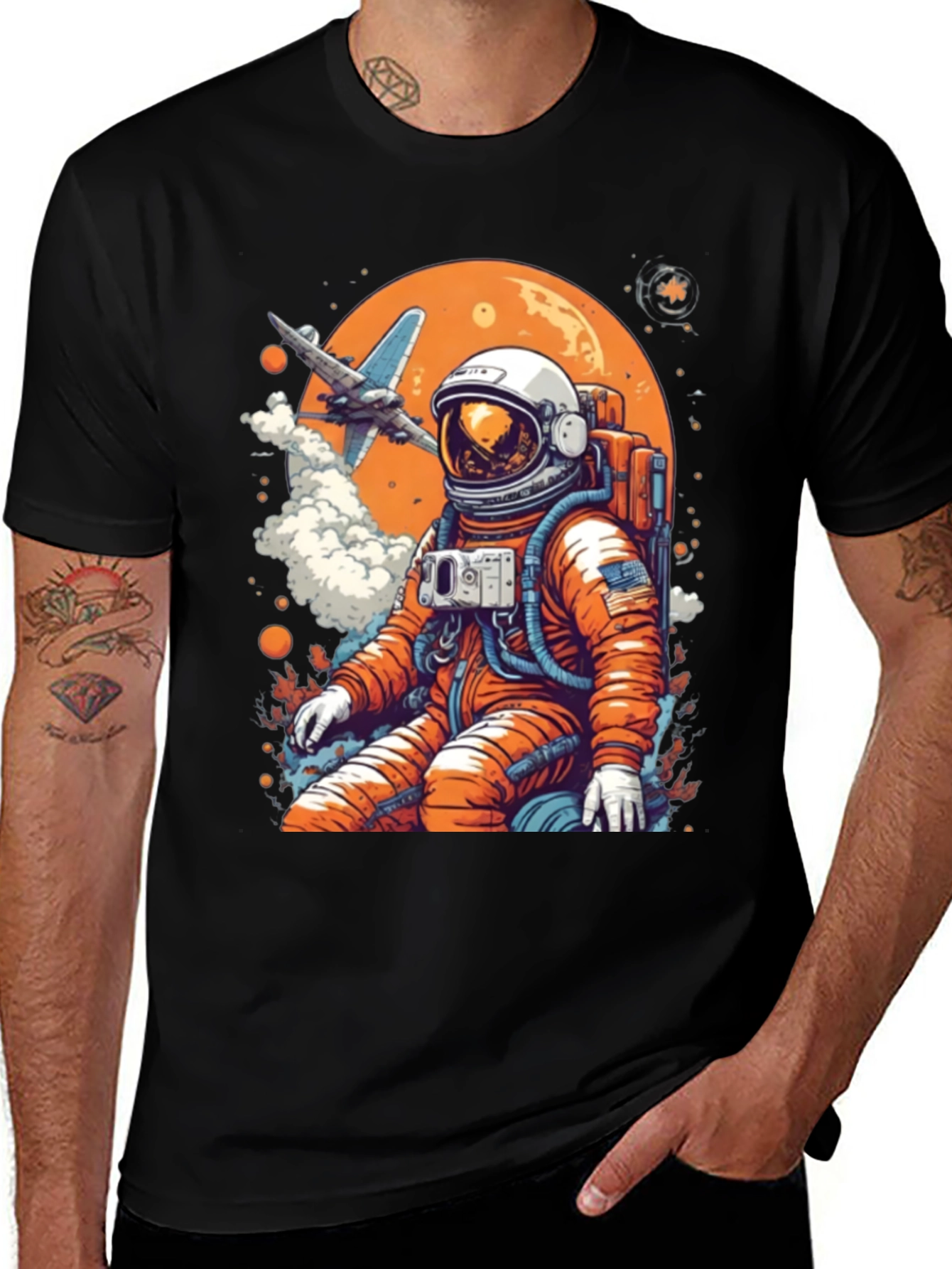 Variant 11 of Astronaut in Space Graphic Tee - Black