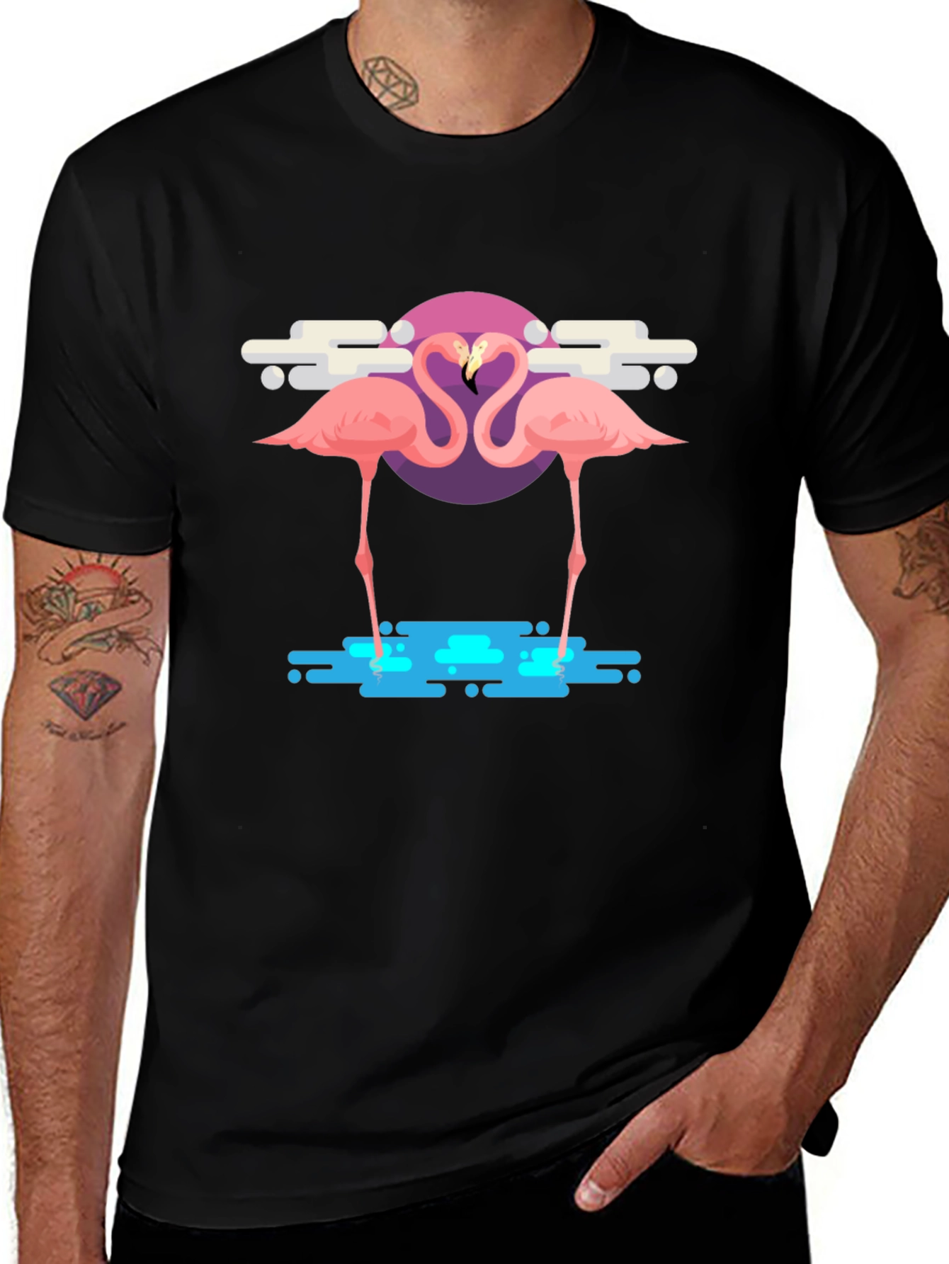 Variant 2 of Flamingo Graphic Black T-Shirt