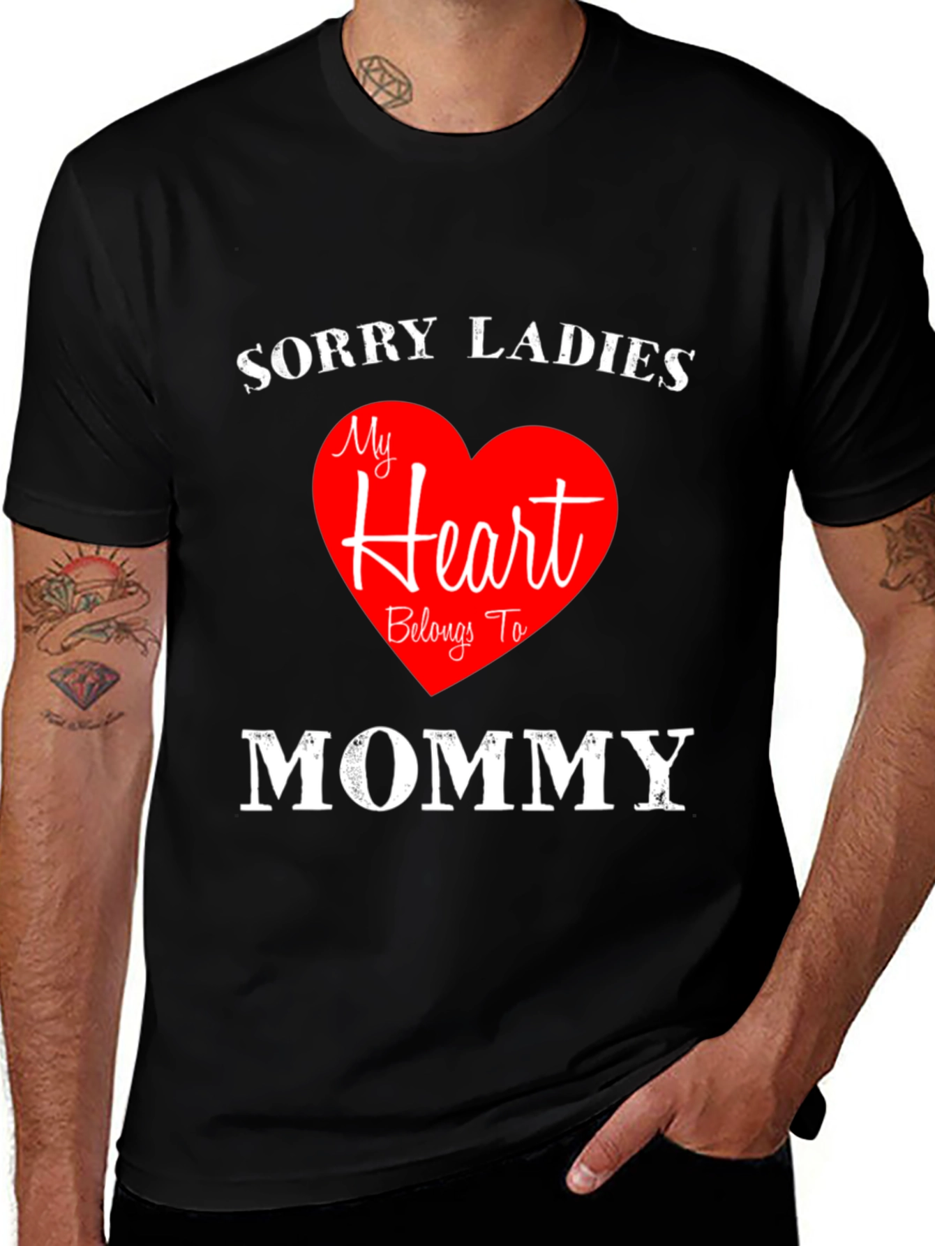 Variant 19 of Sorry Ladies Mommy Heart Black T-Shirt