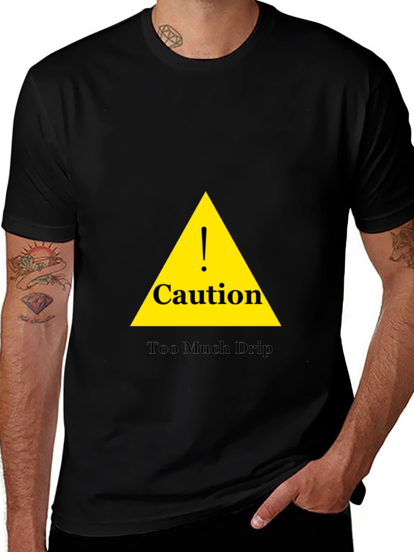 Caution Too Much Drip Black T-Shirt