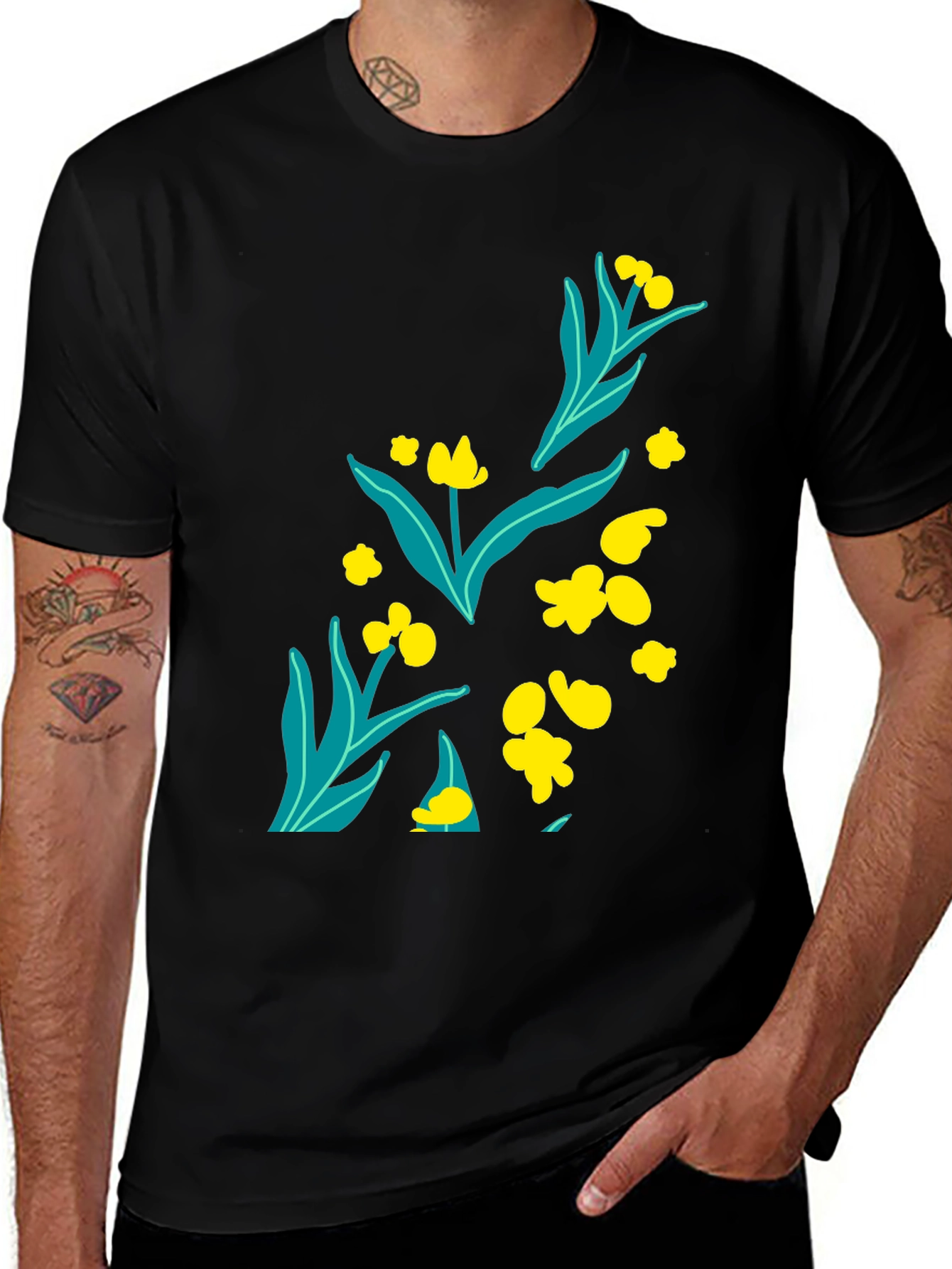 Variant 22 of Black Floral Graphic Tee