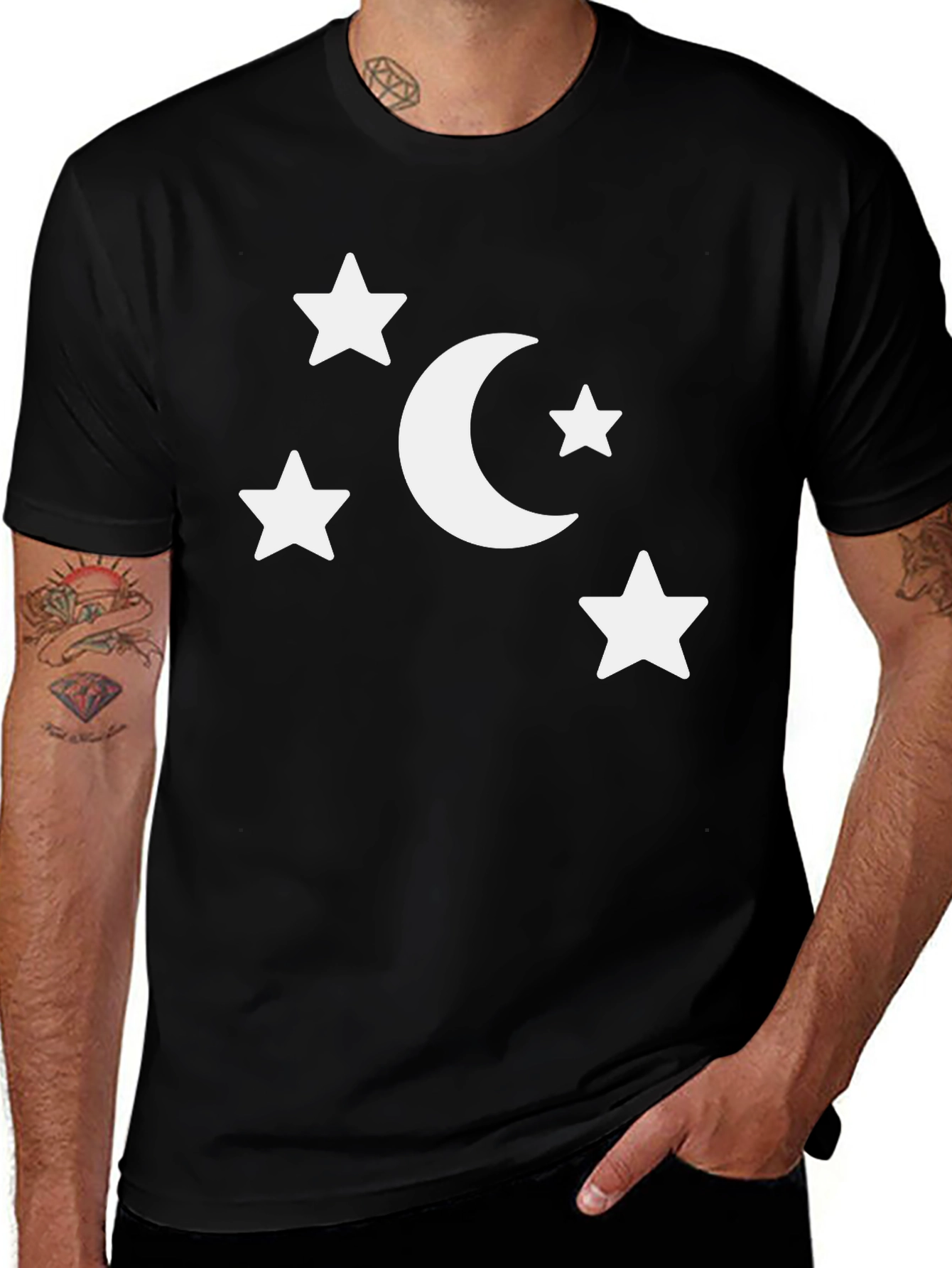 Variant 8 of Stars and Moon Black T-Shirt