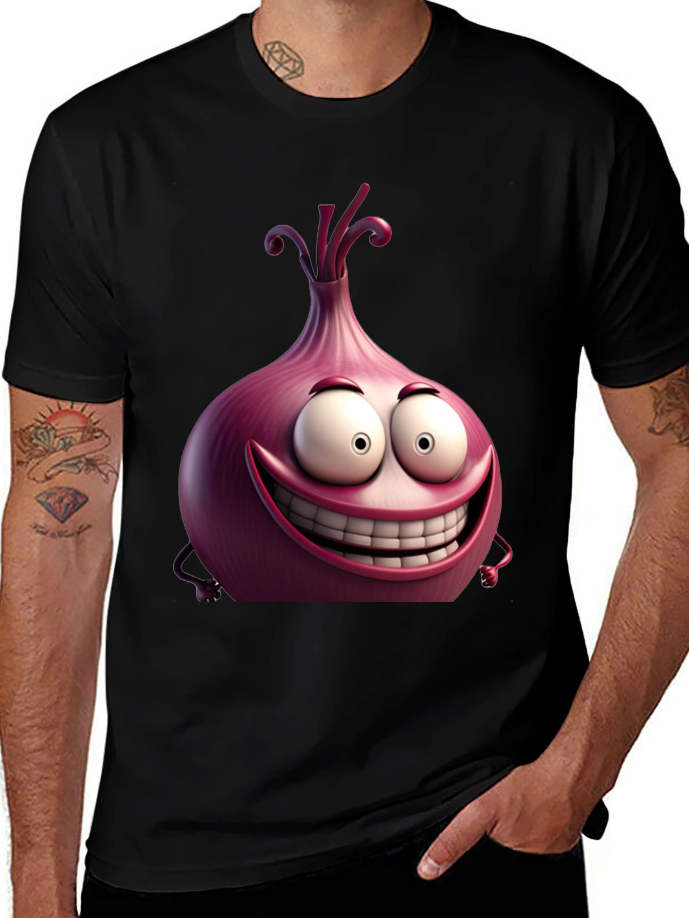 Funny Cartoon Onion Graphic T-Shirt