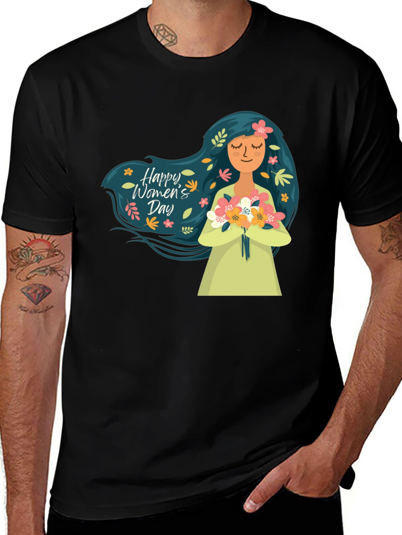 Women's Day T-Shirt - Floral Girl Design
