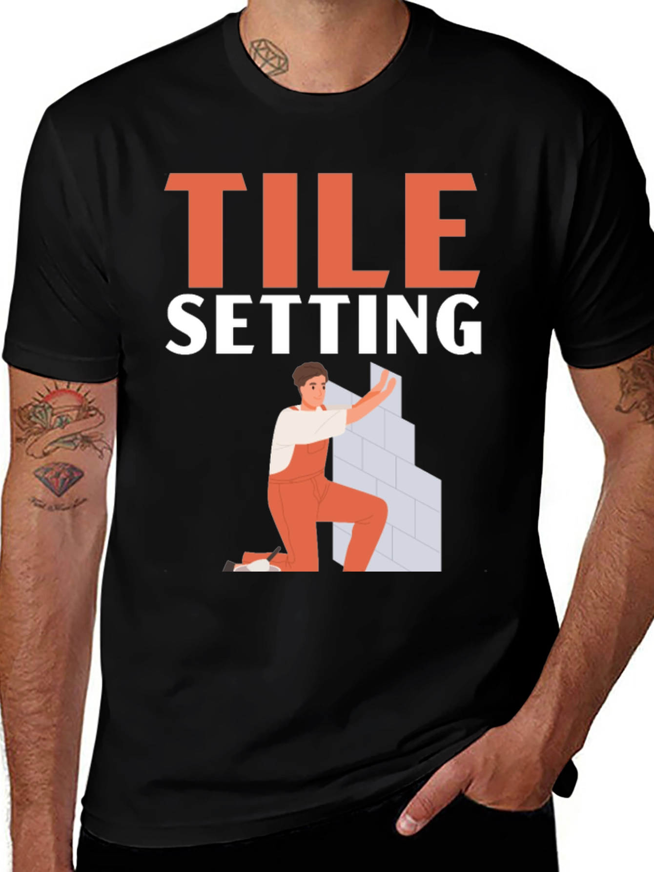 Black Tile Setter T-Shirt - Construction Worker Gift main image