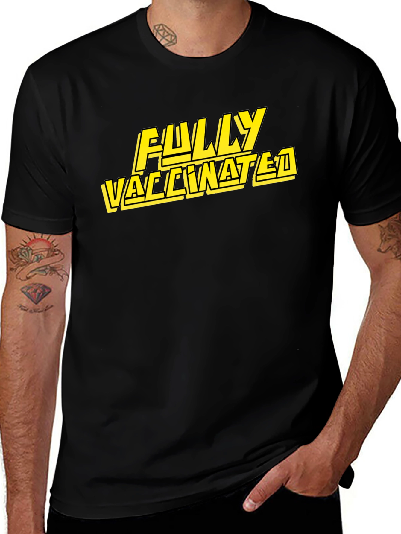 Variant 21 of Fully Vaccinated Graphic Tee - Black T-Shirt