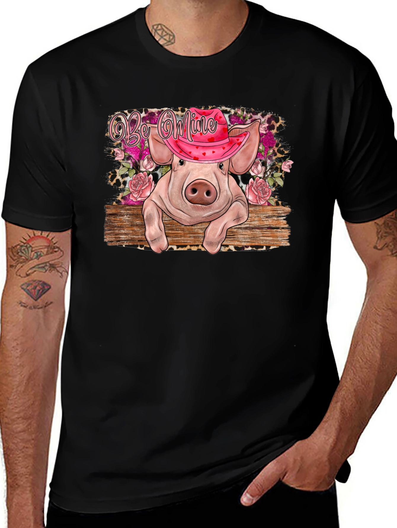 Black Valentine's Pig Graphic Tee main image