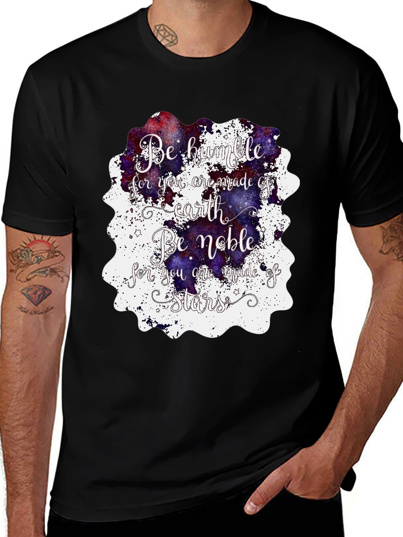 Variant 11 of Inspirational T-Shirt - Be Humble, Be Noble - Earth & Stars