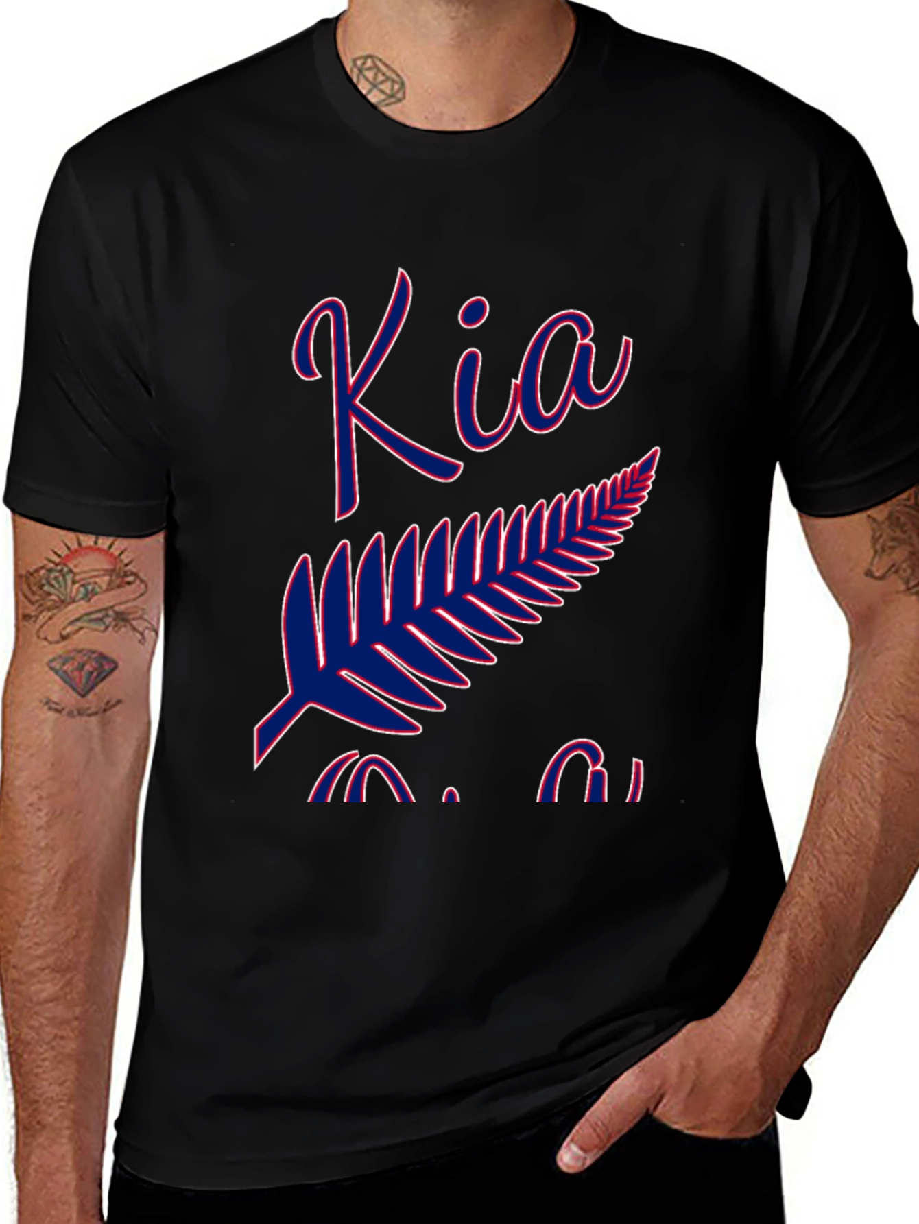 Variant 23 of Kia Kaha Silver Fern T-Shirt - Black