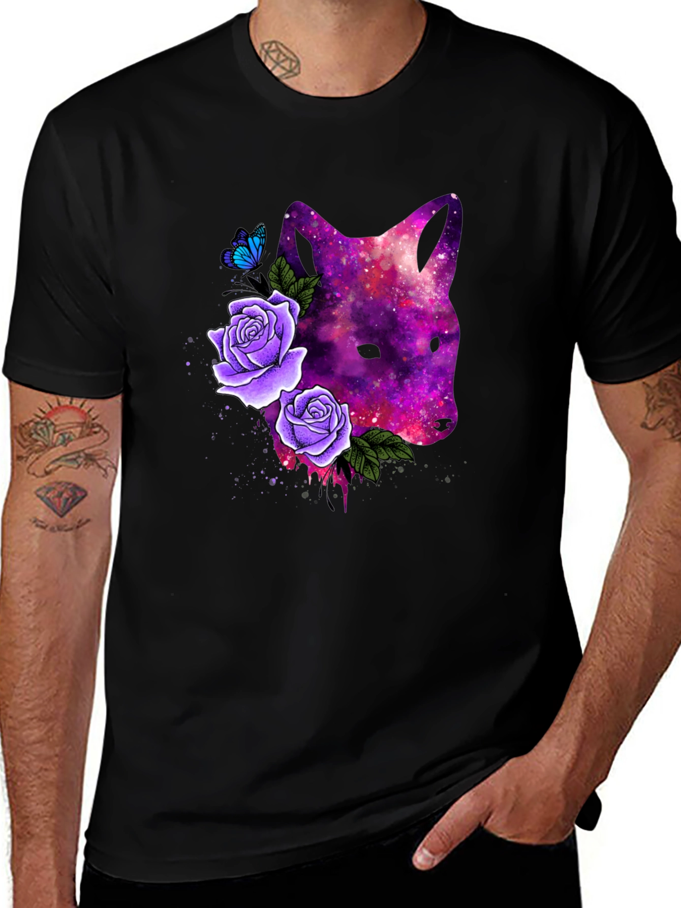Variant 10 of Galaxy Wolf & Roses Graphic Tee