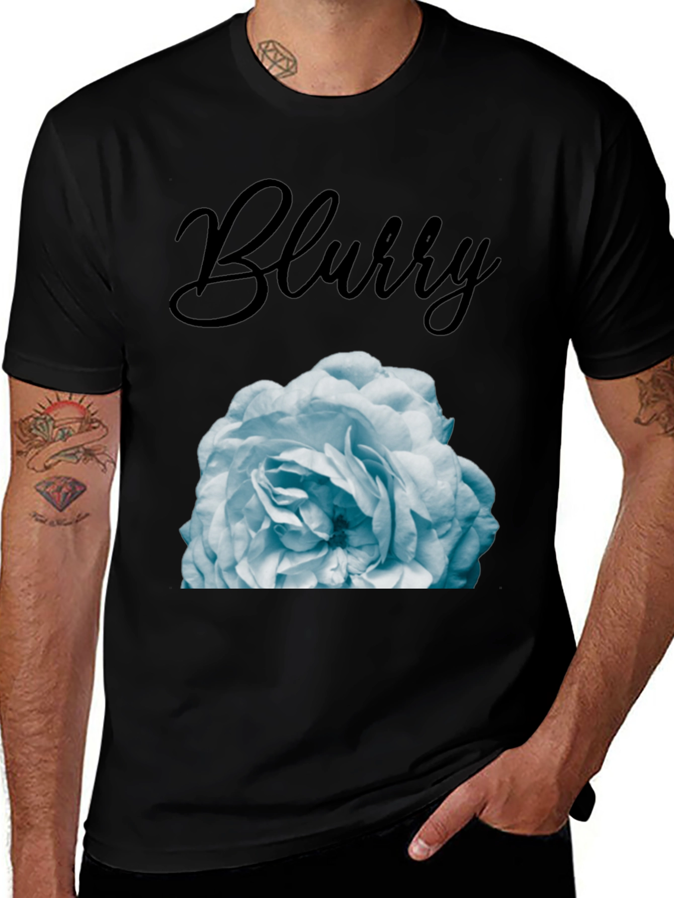 Black Blurry Rose Graphic T-Shirt - Stylish Men's Tee main image