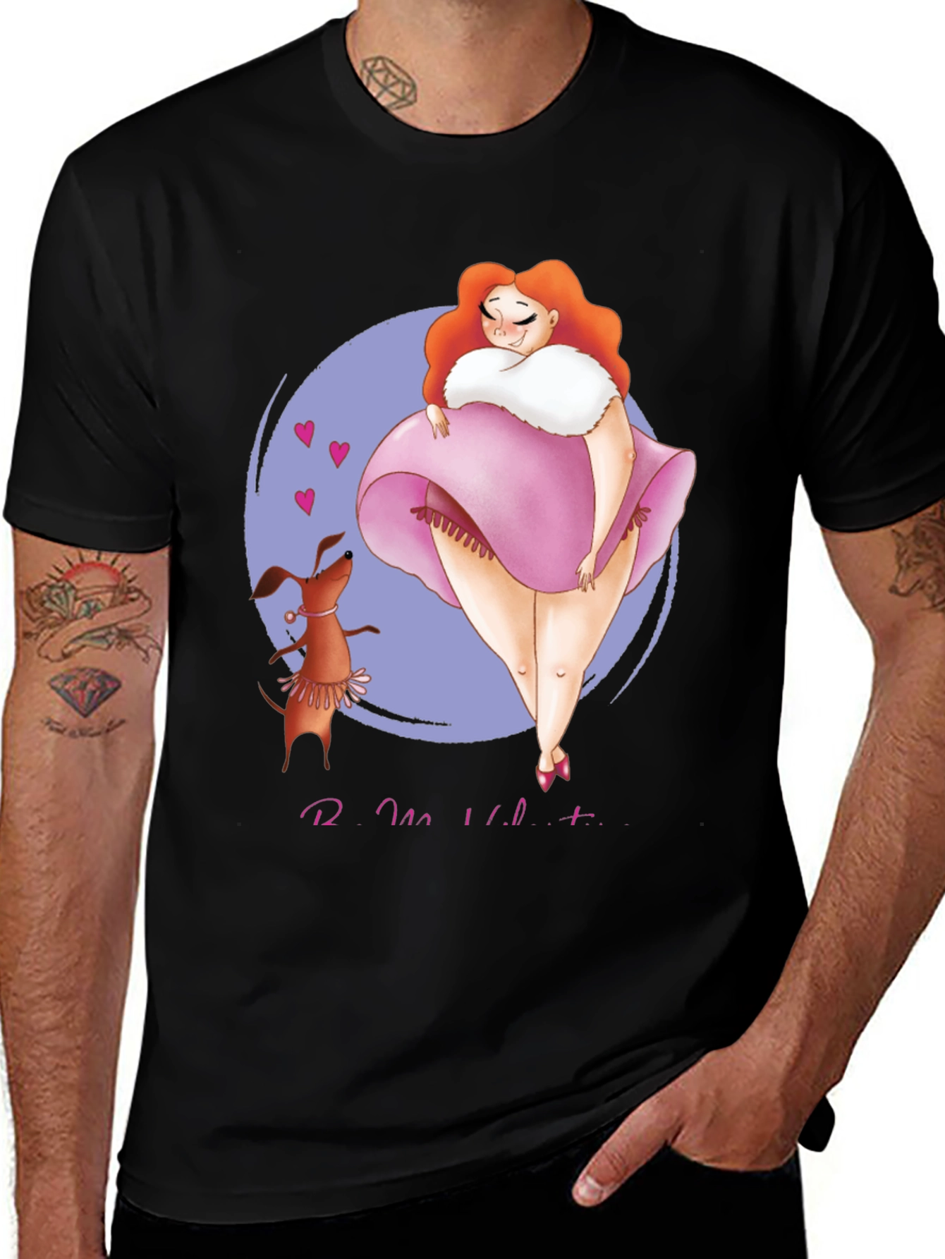 Variant 19 of Cute Valentine's Day T-Shirt with Dog and Woman Design