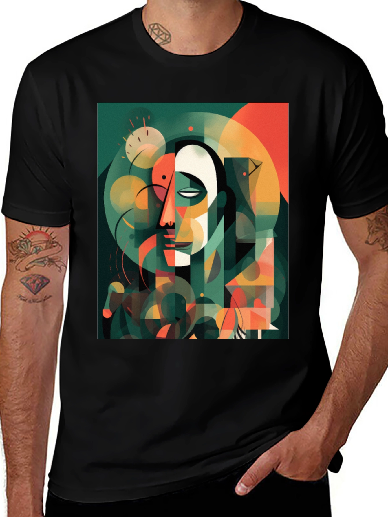 Variant 6 of Abstract Geometric Face Graphic Tee