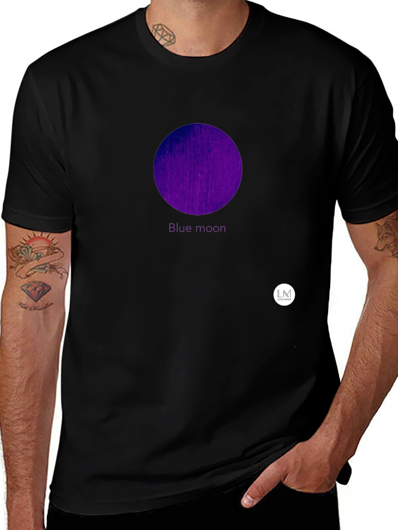 Variant 17 of Blue Moon Graphic Tee - Stylish Men's Black T-Shirt