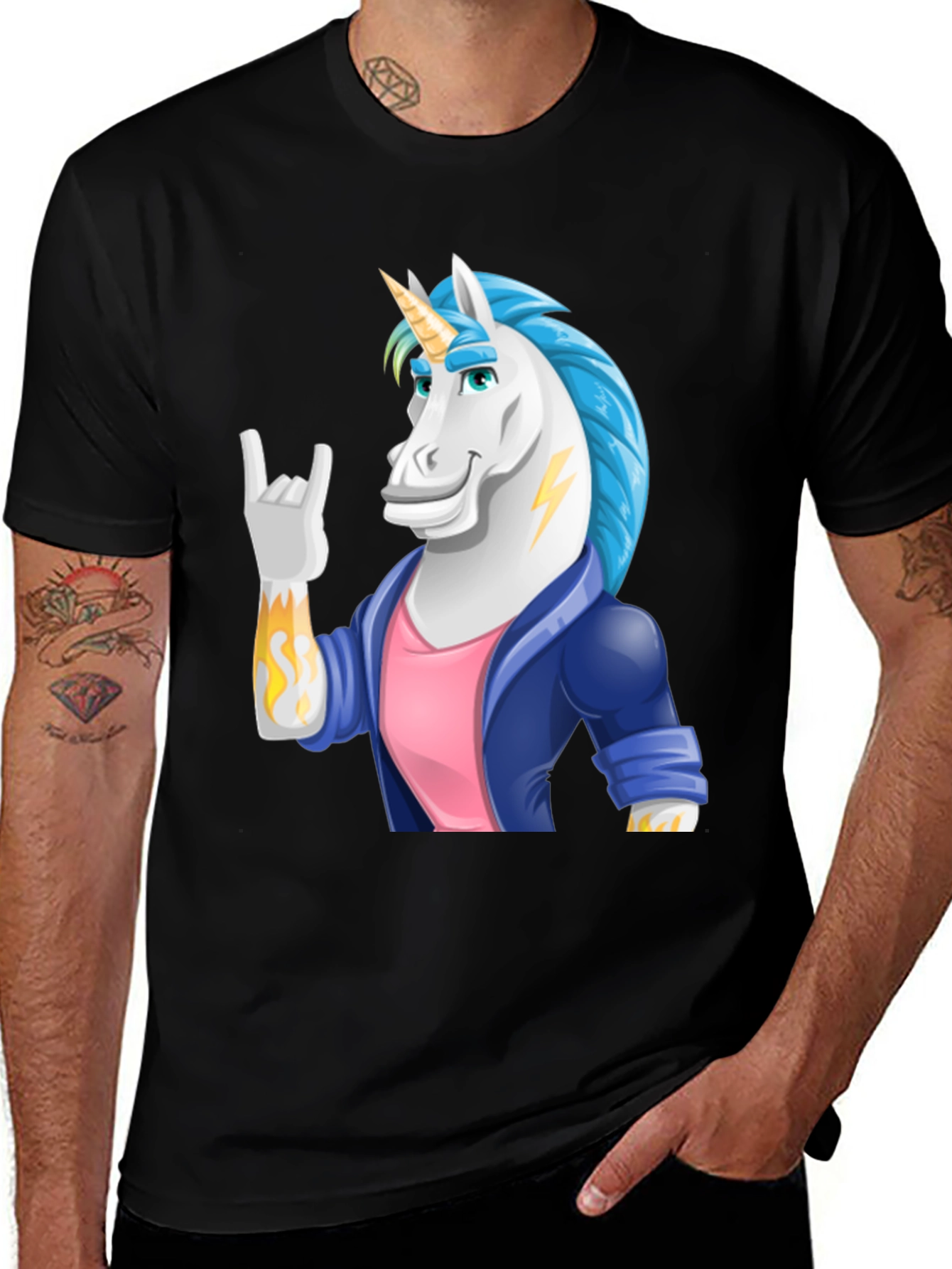 Variant 14 of Cool Unicorn Rock On Graphic Tee