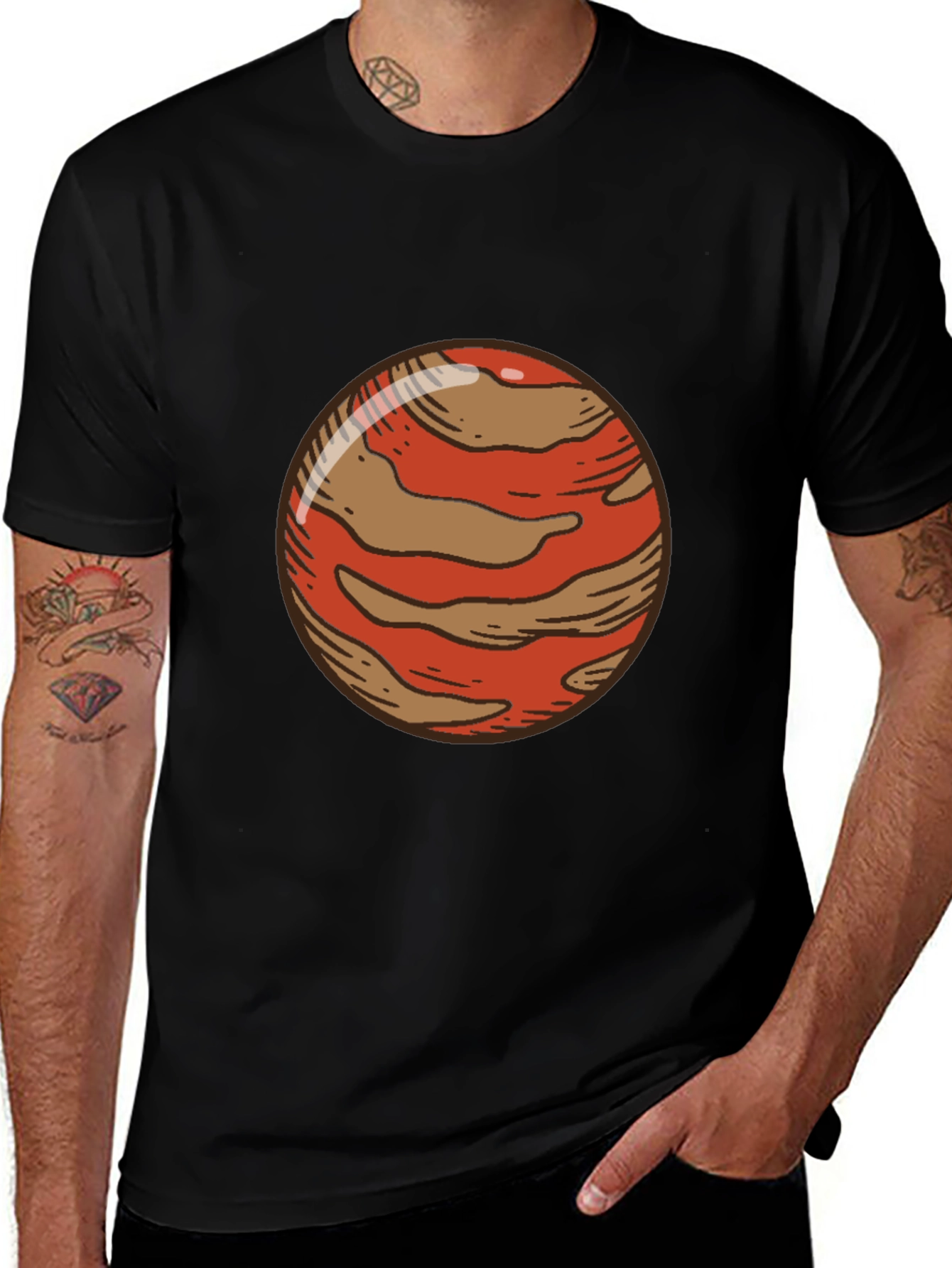 Variant 25 of Planet Graphic Tee - Trendy Men's Black T-Shirt
