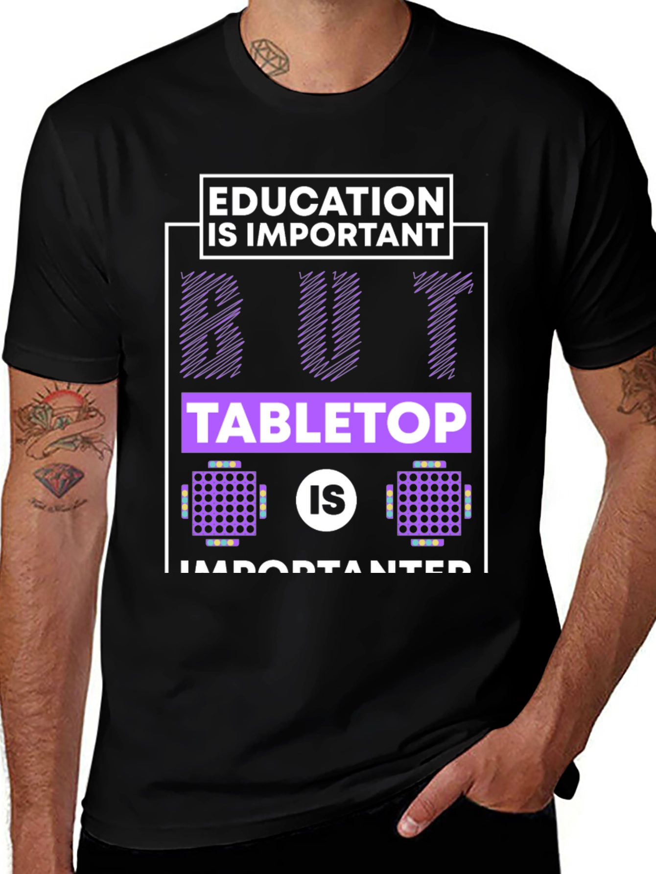 Variant 6 of Education Is Important Tabletop T-Shirt