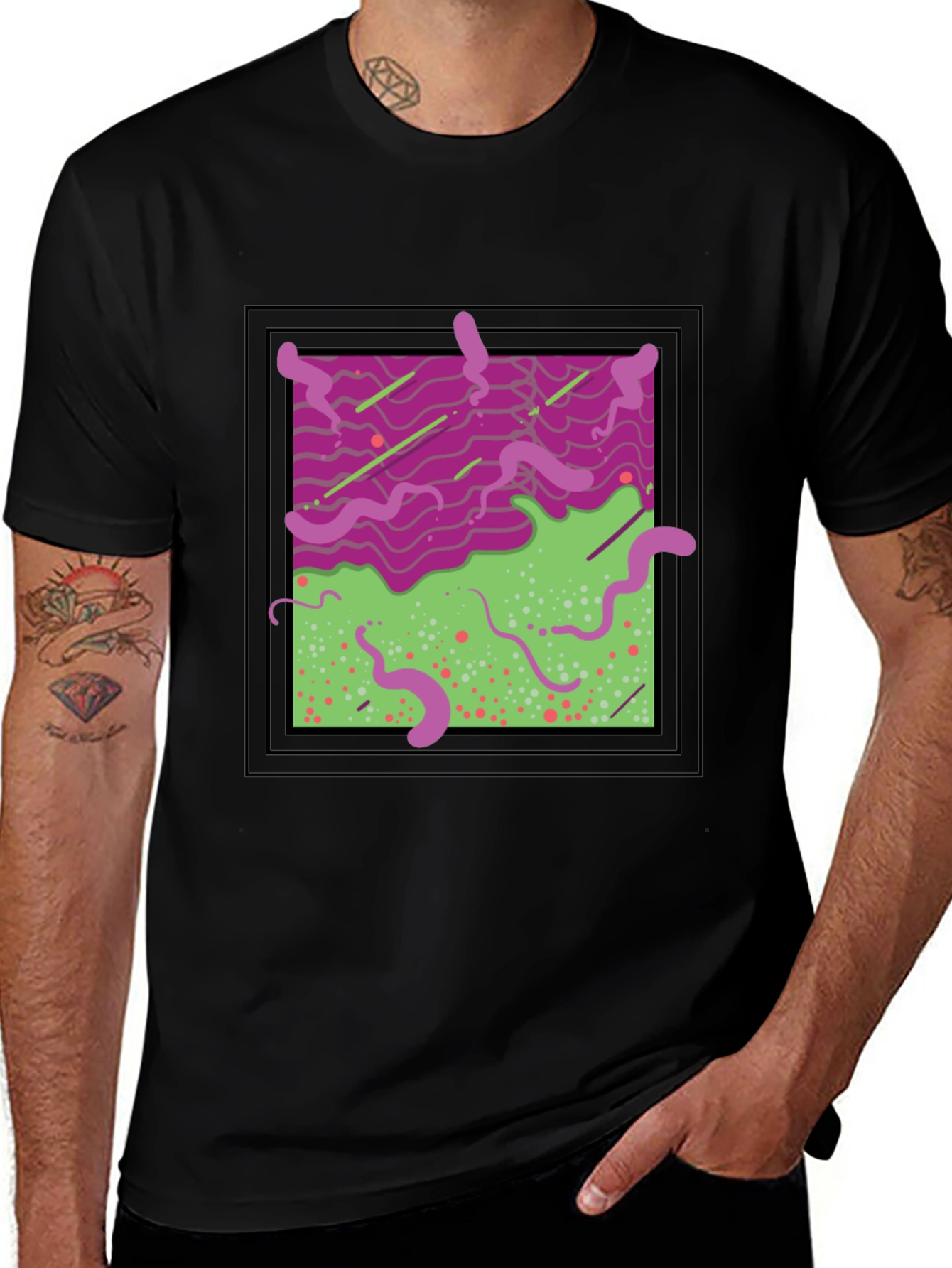 Variant 5 of Abstract Graphic Print Black T-Shirt