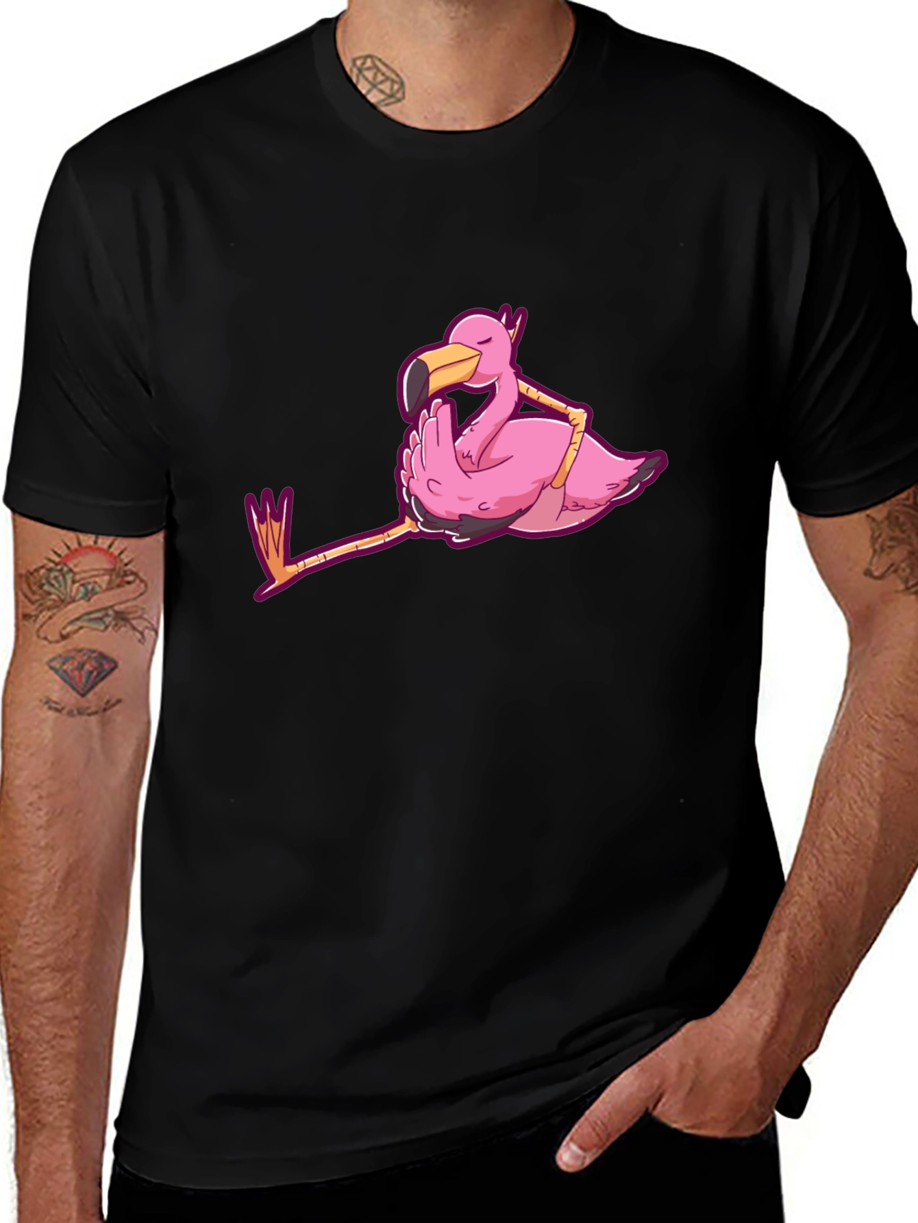Variant 25 of Chill Flamingo Graphic Tee - Relaxed Style
