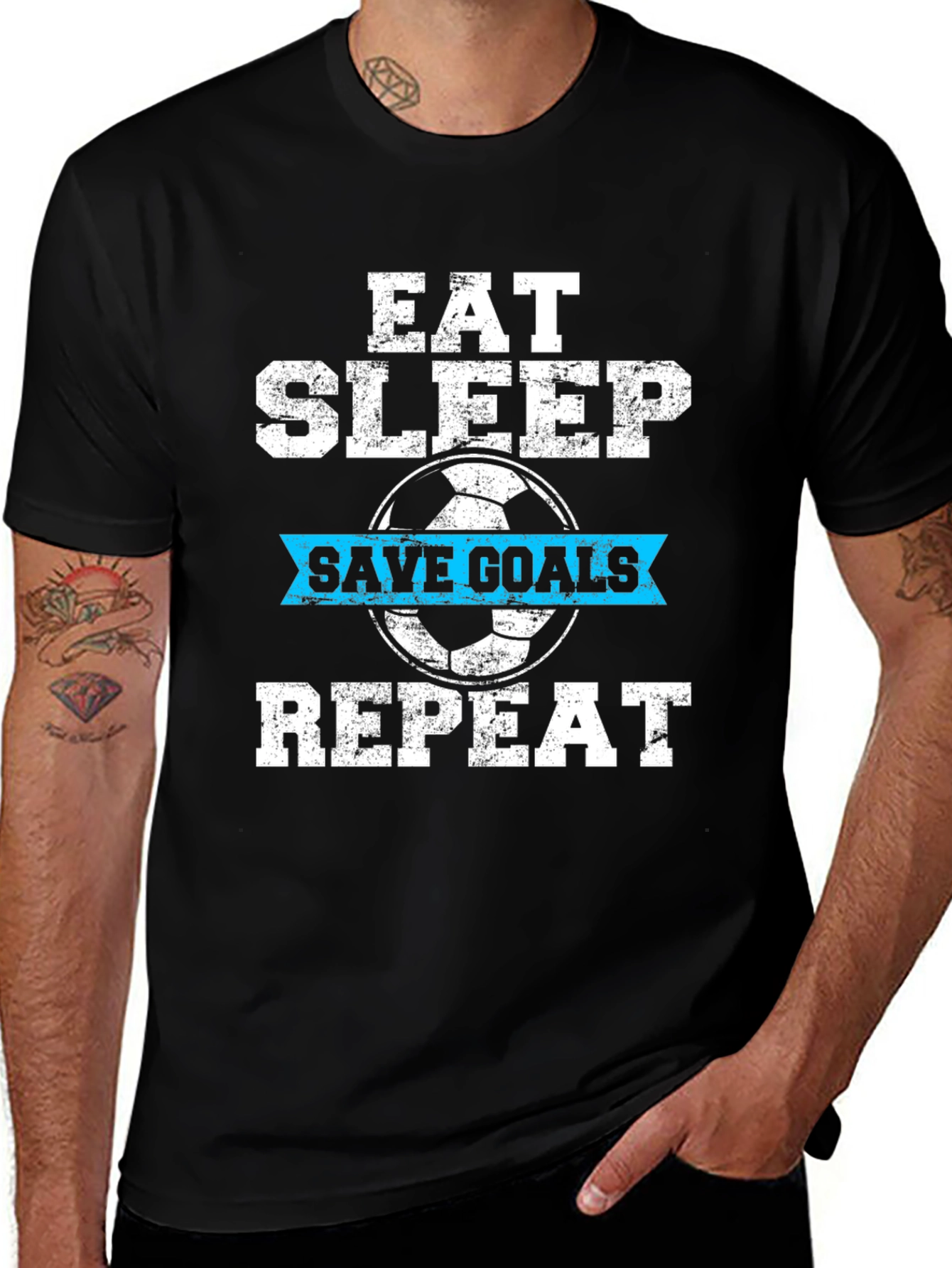 Variant 13 of Eat Sleep Save Goals Repeat T-Shirt
