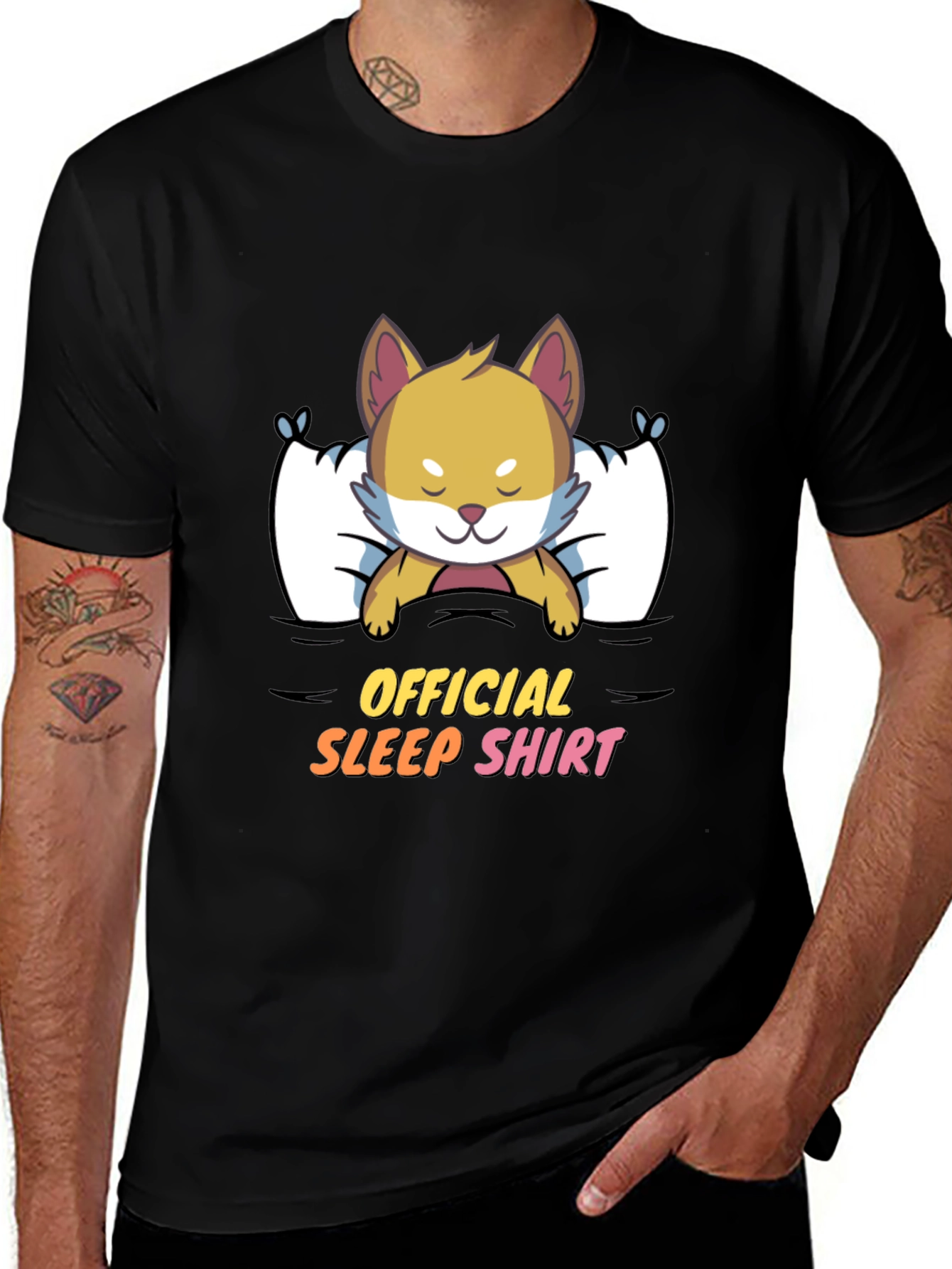 Variant 22 of Cute Dog "Official Sleep Shirt" Black T-Shirt