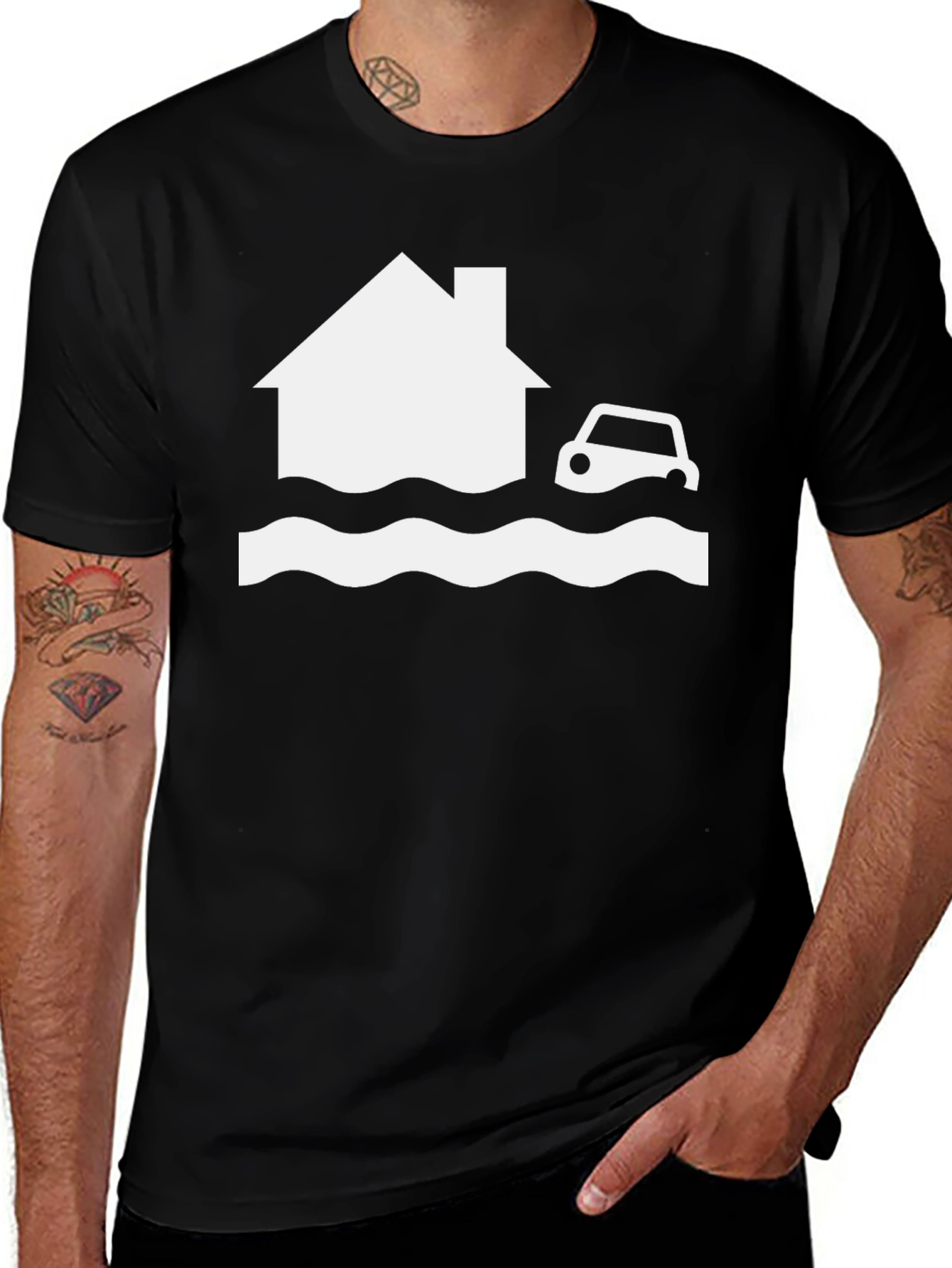 Variant 24 of Flooded House & Car Graphic Tee - Unisex