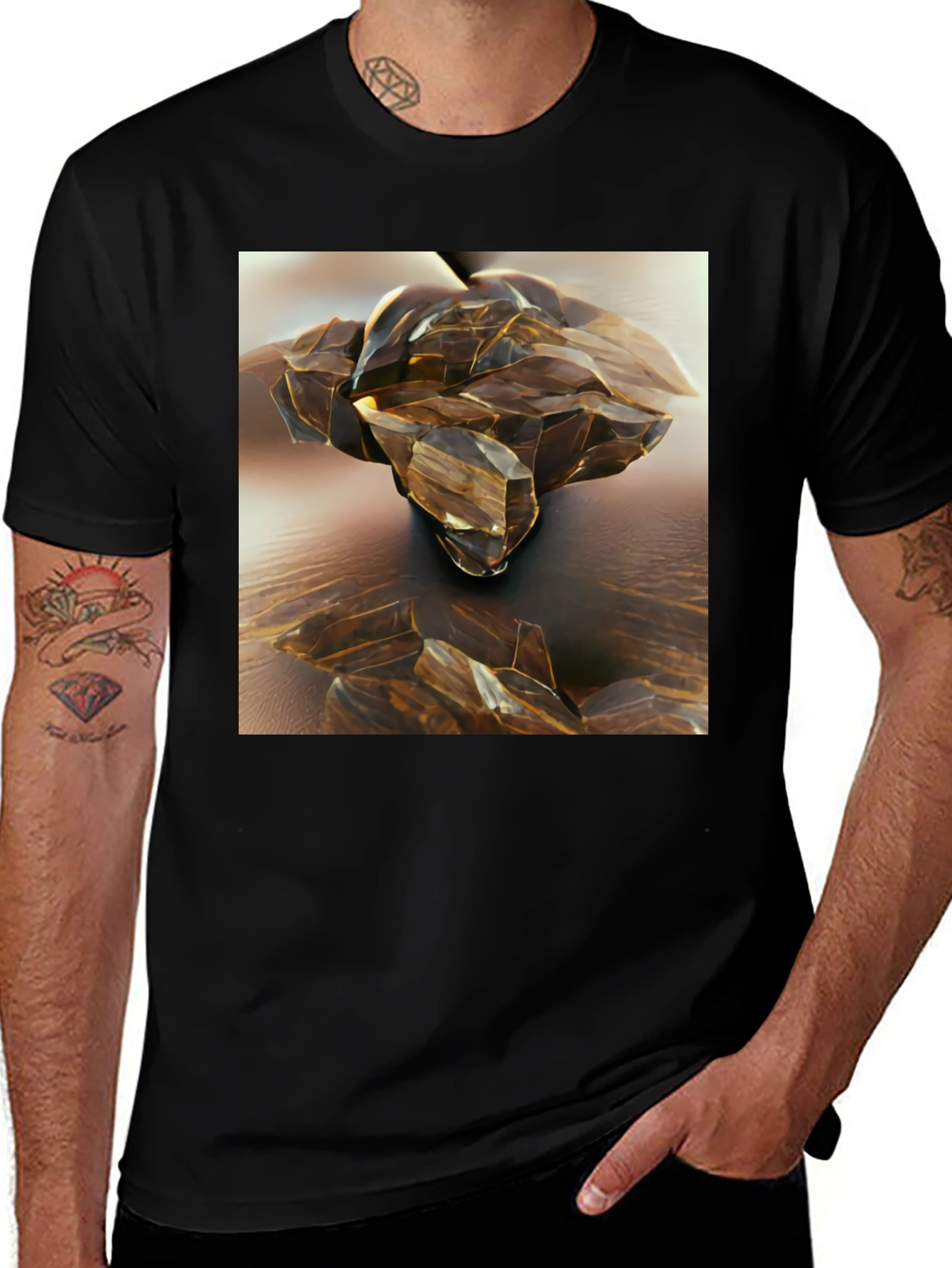 Variant 9 of Abstract Crystal Design Black T-Shirt
