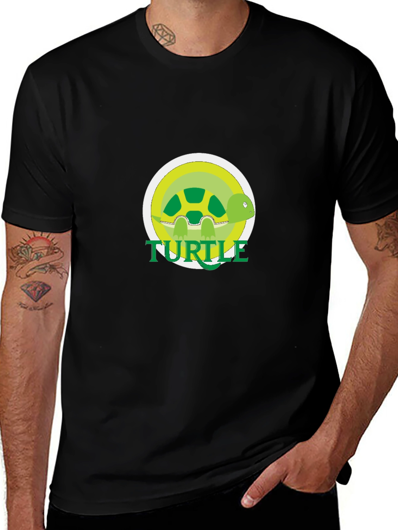 Variant 26 of Turtle Graphic Tee - Casual Black T-Shirt