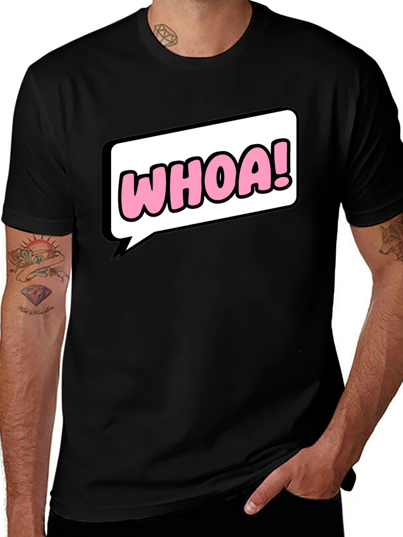 Variant 18 of WHOA! Pop Art T-Shirt - Black Cotton Blend