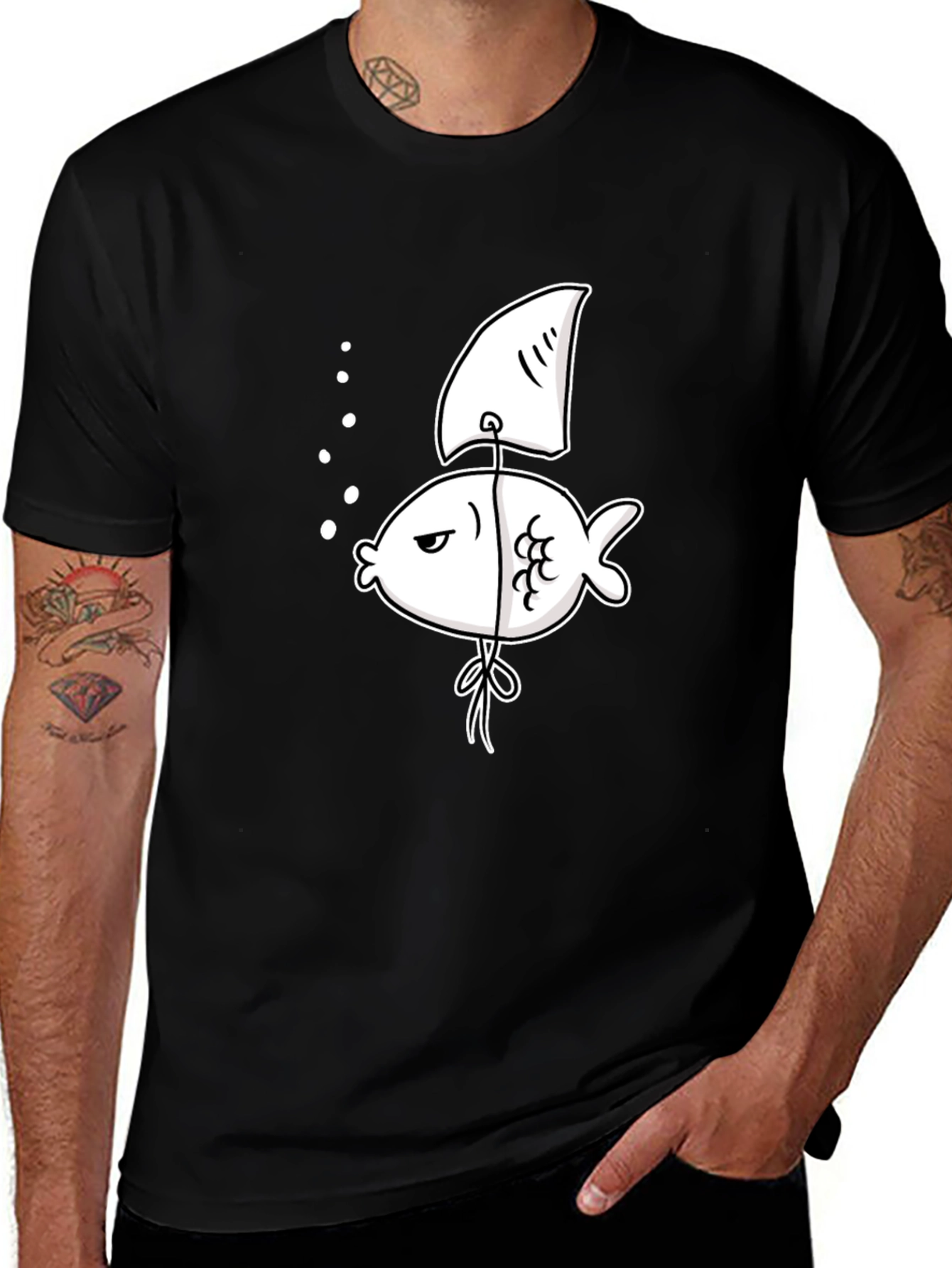 Variant 27 of Funny Fish & Shark Fin T-Shirt