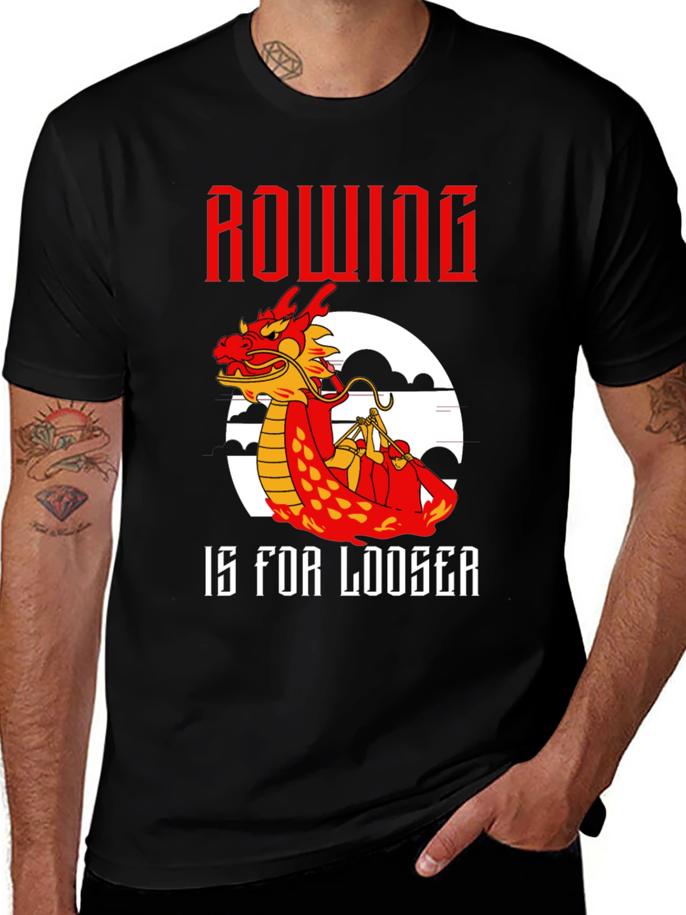 Variant 28 of Rowing Dragon T-Shirt - Humorous Loose Fit Tee