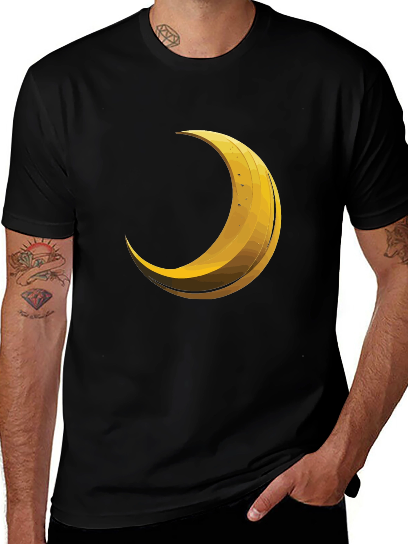 Variant 4 of Crescent Moon Graphic Tee - Trendy Black T-Shirt