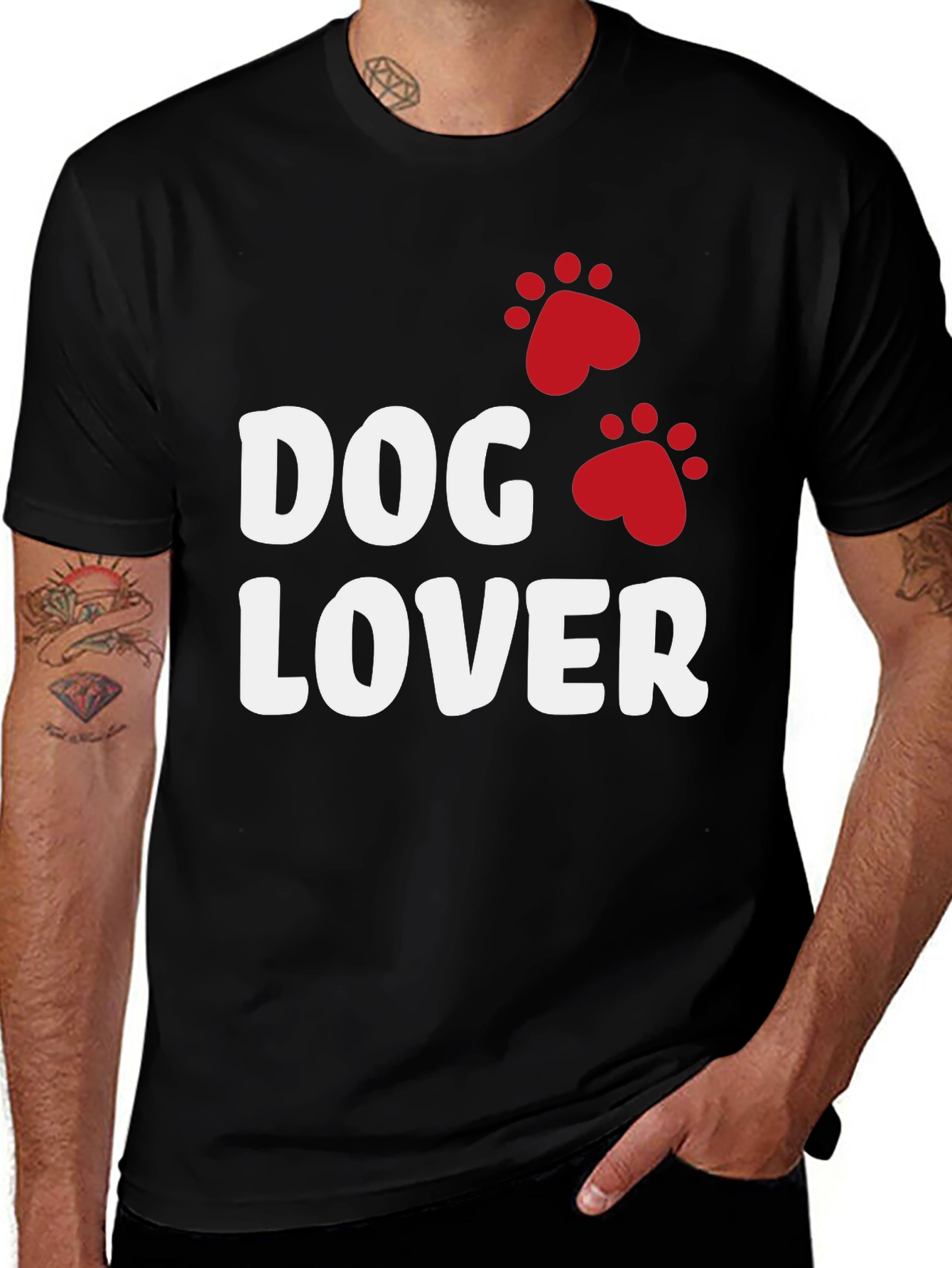 Variant 4 of Dog Lover Graphic T-Shirt - Black Cotton Tee