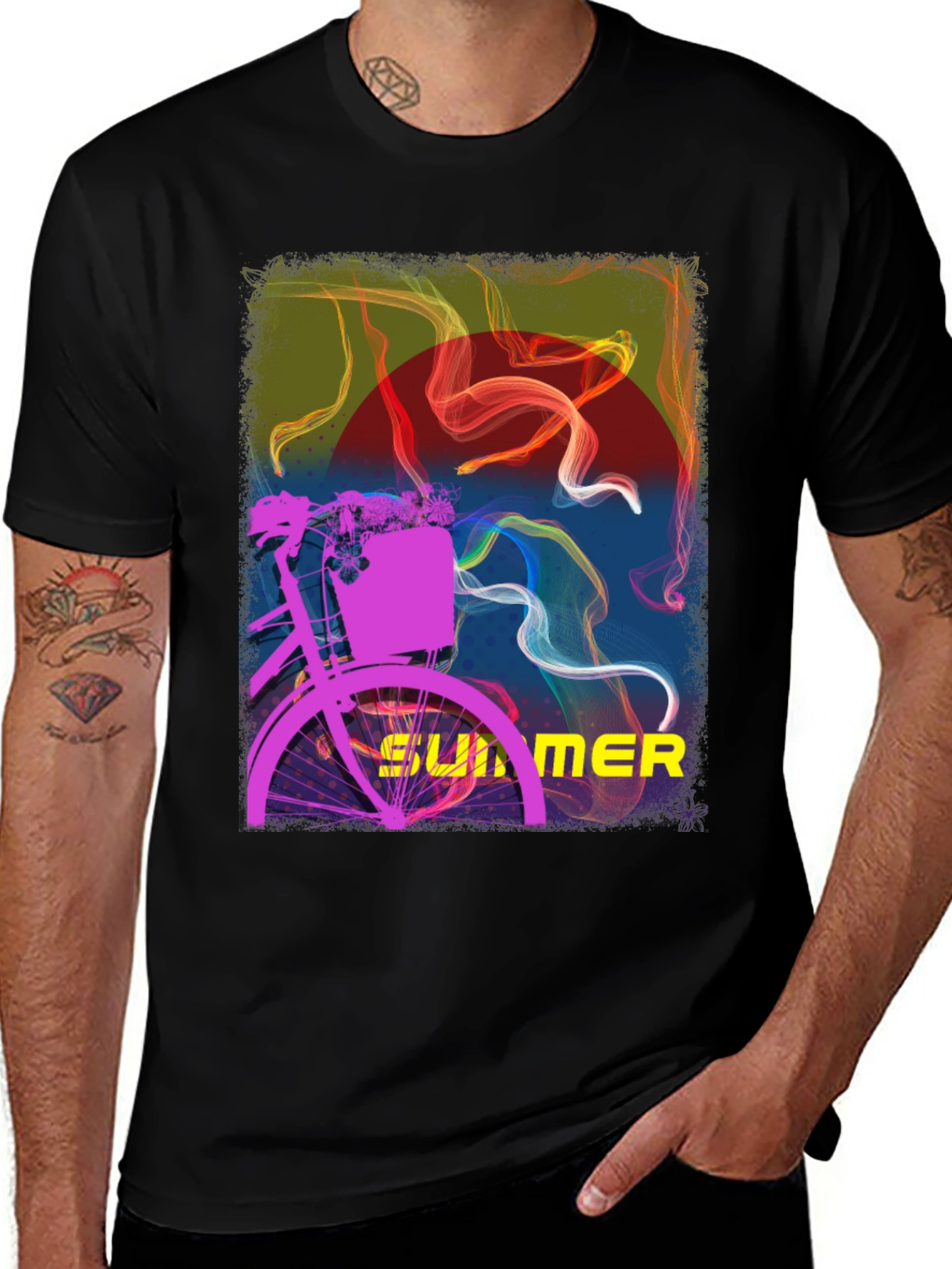 Variant 21 of Summer Bike Graphic Tee - Stylish Black T-Shirt