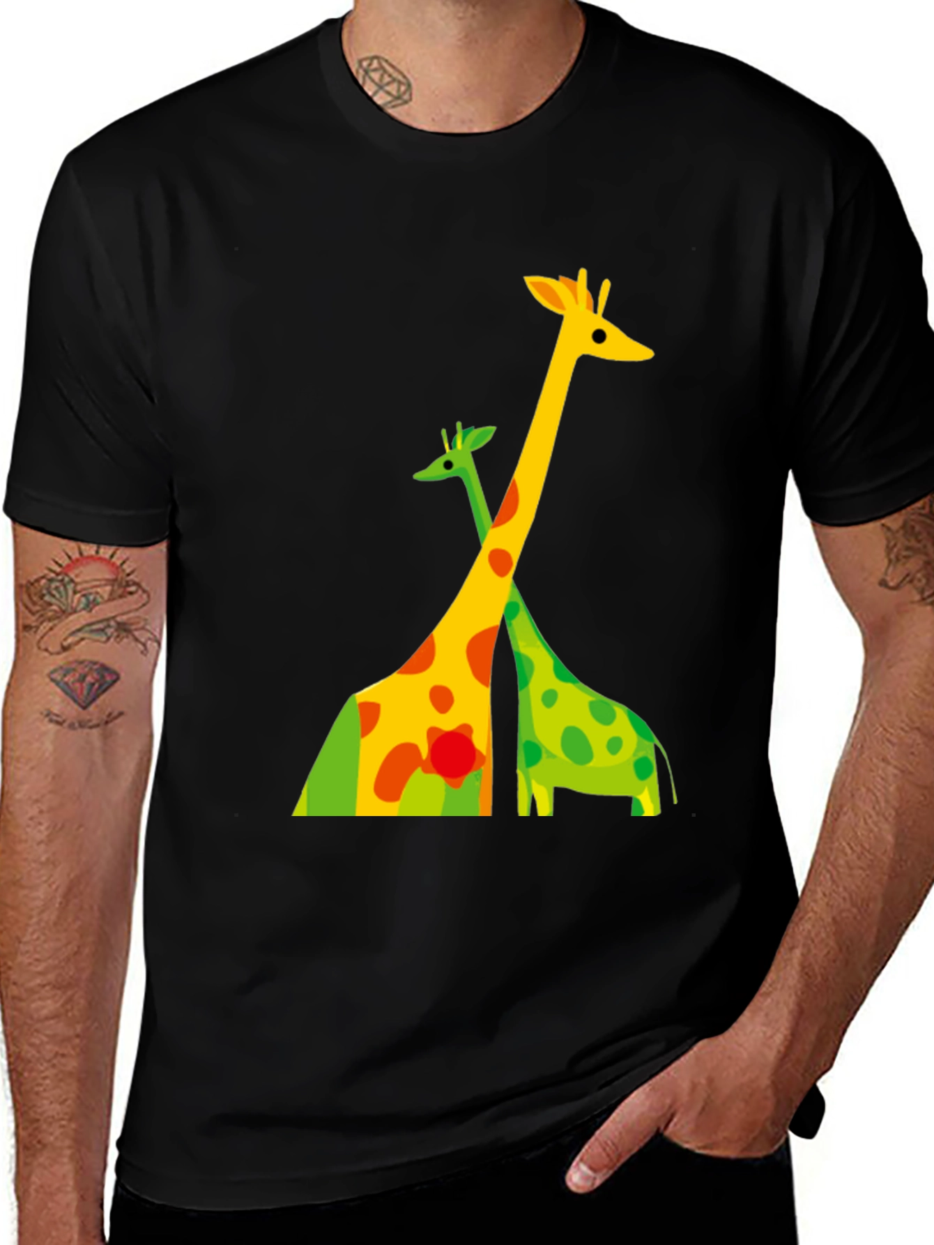 Black Giraffe Graphic Tee - Modern Animal Print Shirt main image