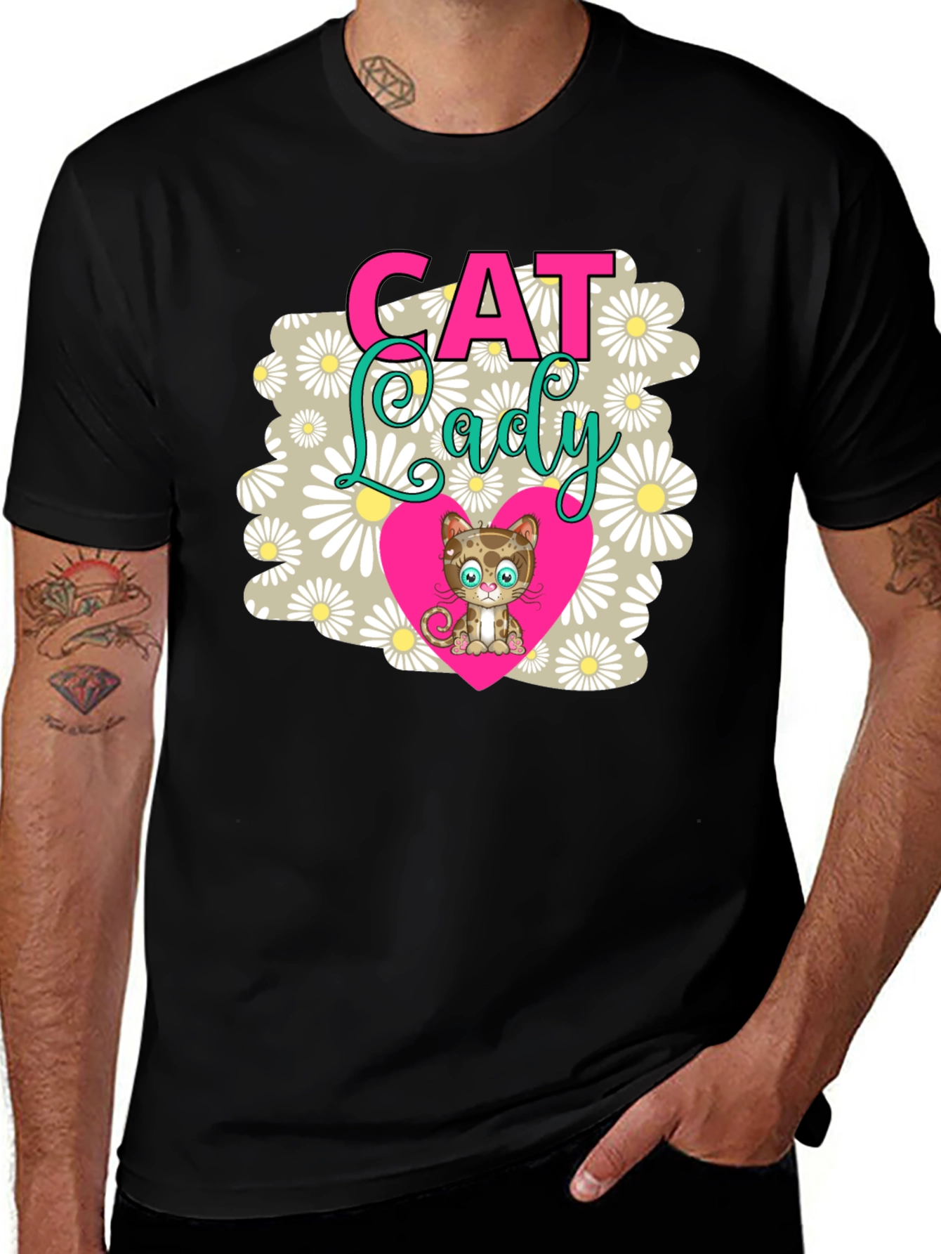 Cat Lady T-Shirt - Cute Kitten Heart Design