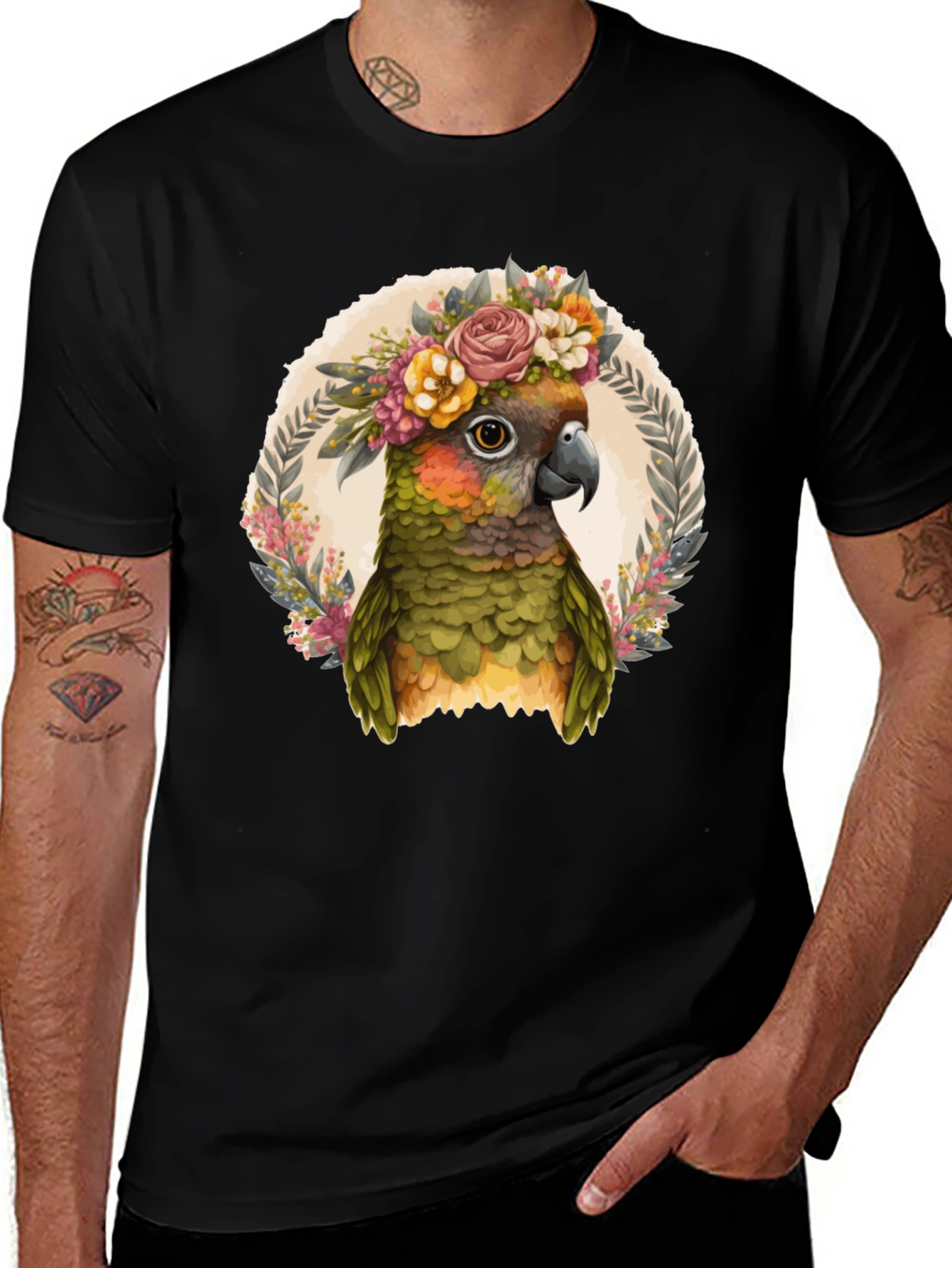 Variant 7 of Parrot Floral Crown Graphic Tee